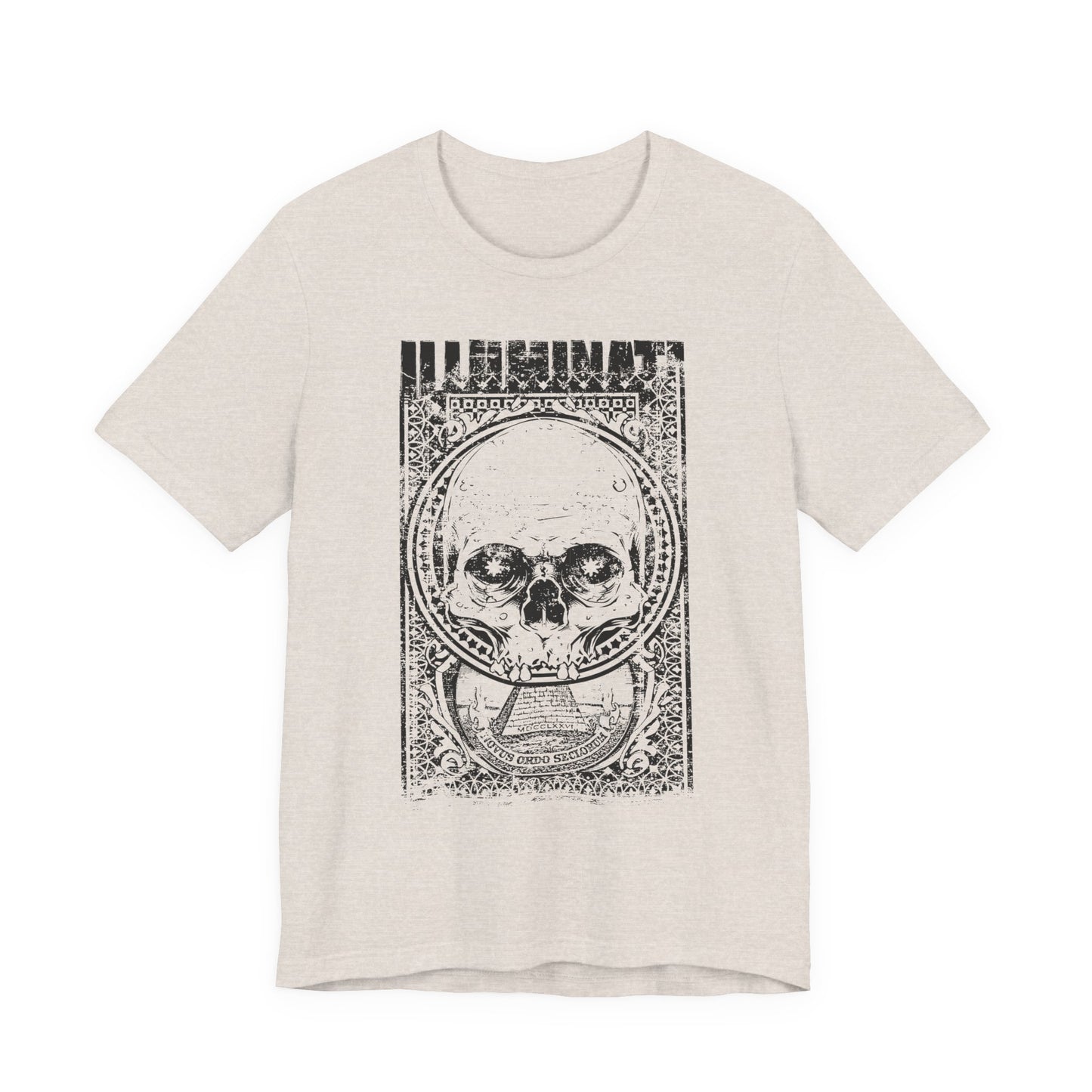 Skull Circle Graphic T-Shirt Vintage Etching Illustration Art Design Tee A-9