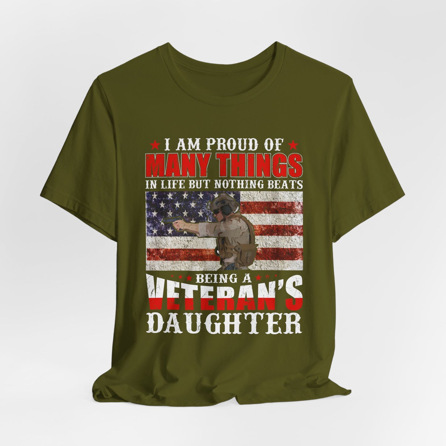Veteran's Daughter T-Shirt American Flag Military Proud  Unisex Cotton Tee v28