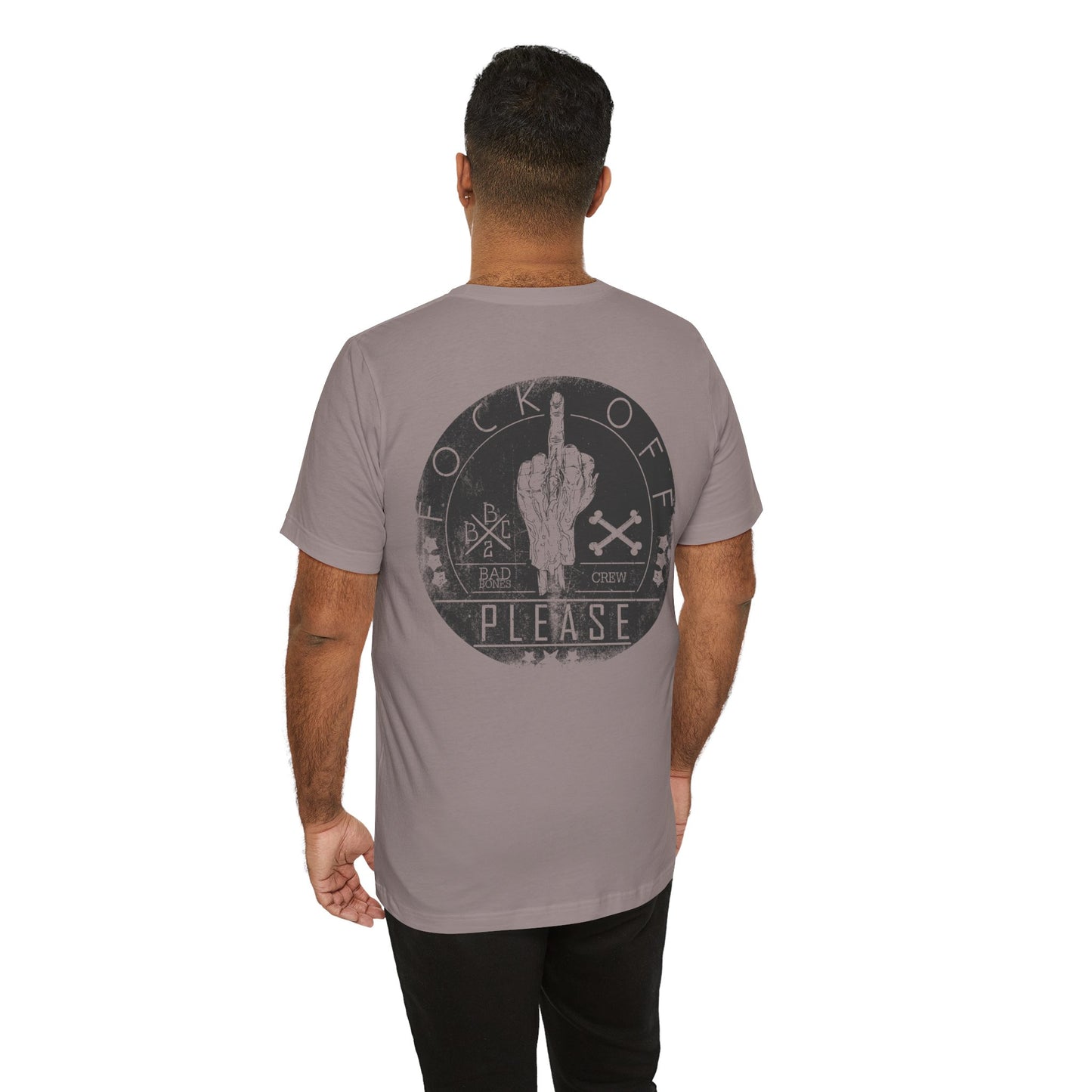 Fk Off Please tee Graphic Middle Finger Skull Design T-Shirt A-11