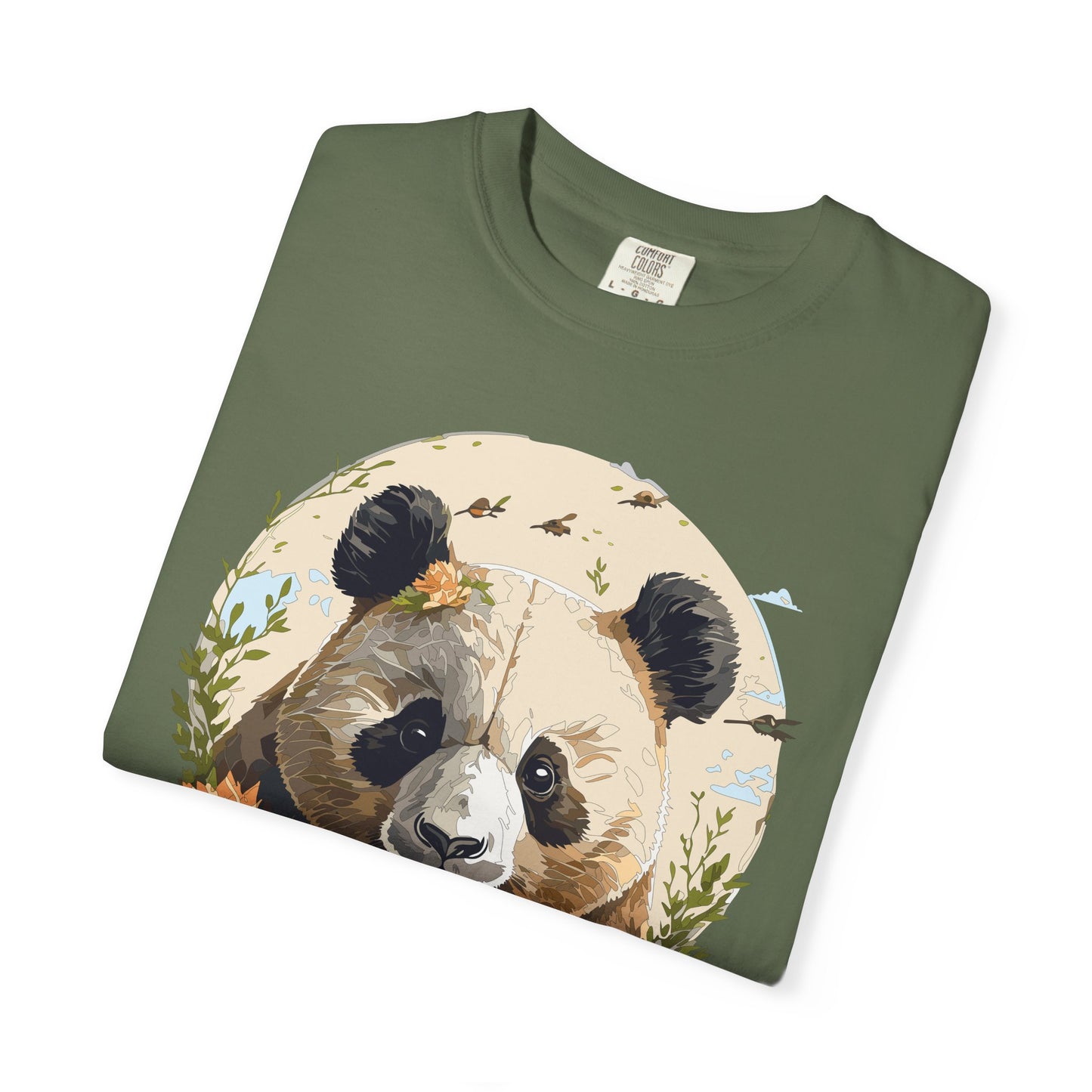 Panda Portrait T-Shirt Unisex Cotton Floral Meadow Circle Animal Art Tee p9