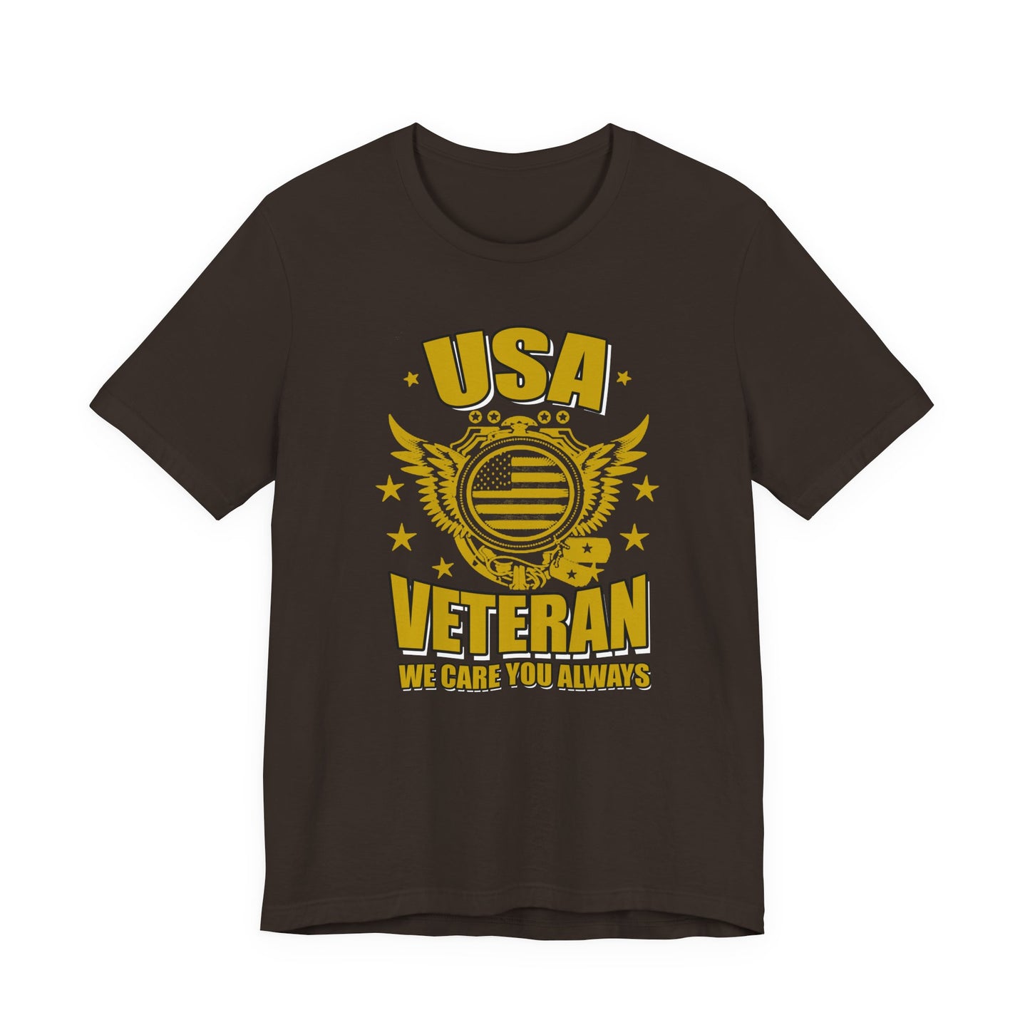 USA Veteran T-Shirt Military Emblem Winged Badge Stars Unisex Cotton v59