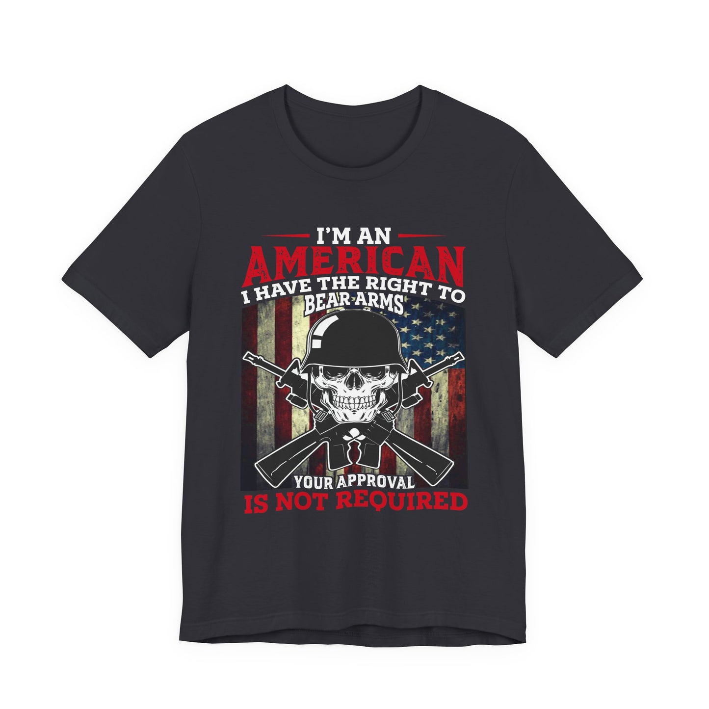 American Skull with Guns T-Shirt 2nd Amendment Flag Unisex Cotton Tee v29
