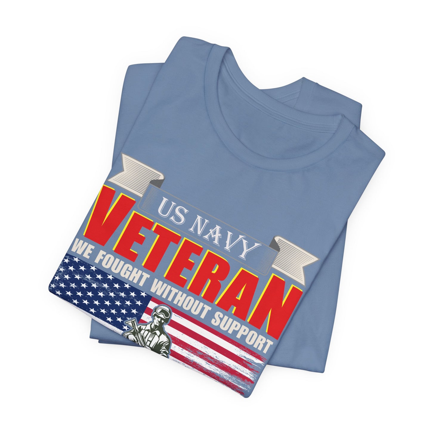 US Navy Veteran T-Shirt American Flag Soldier Graphic Patriotic Military Unisex Cotton v42