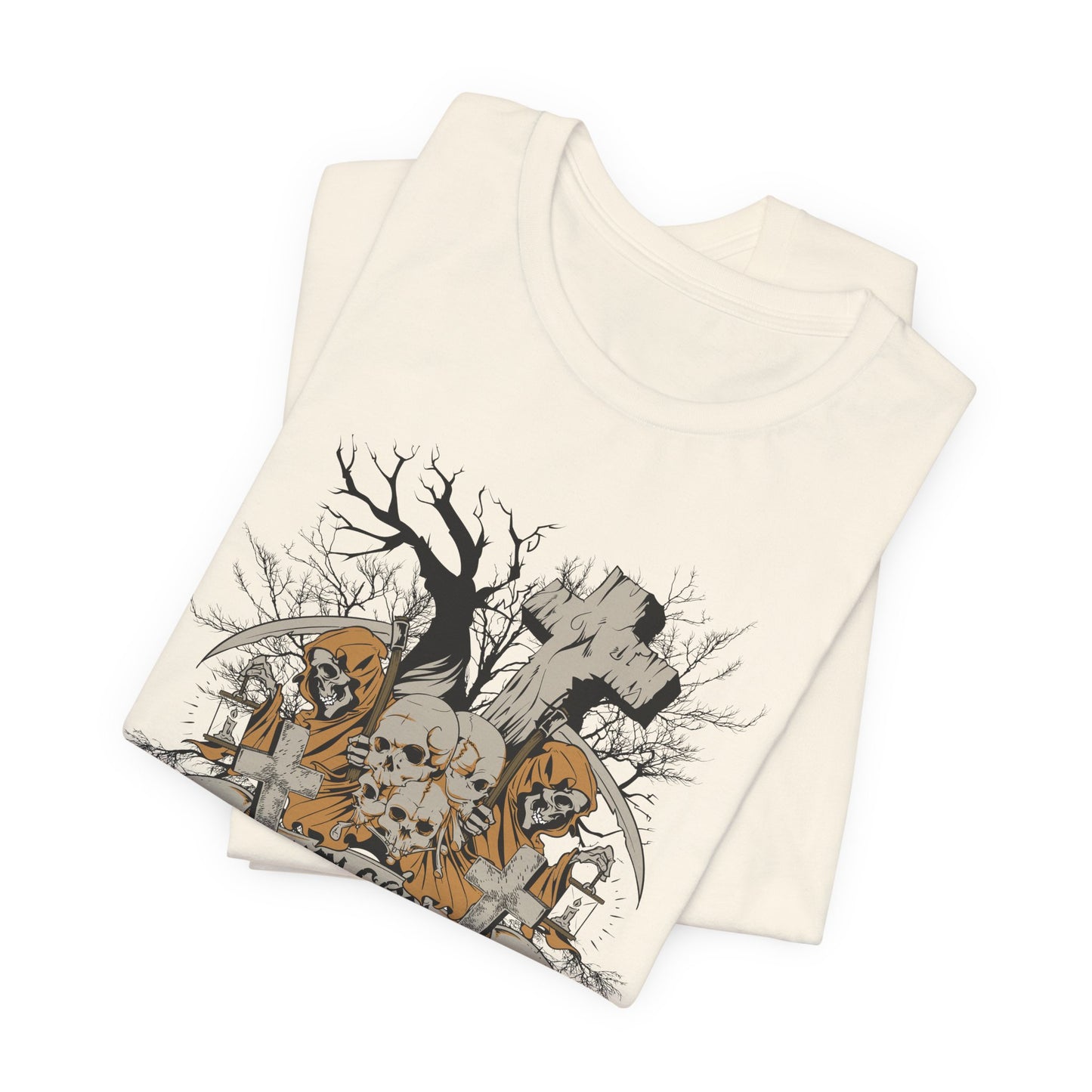 Skull Halloween Graphic Design Unisex Cotton T-Shirt Art-50