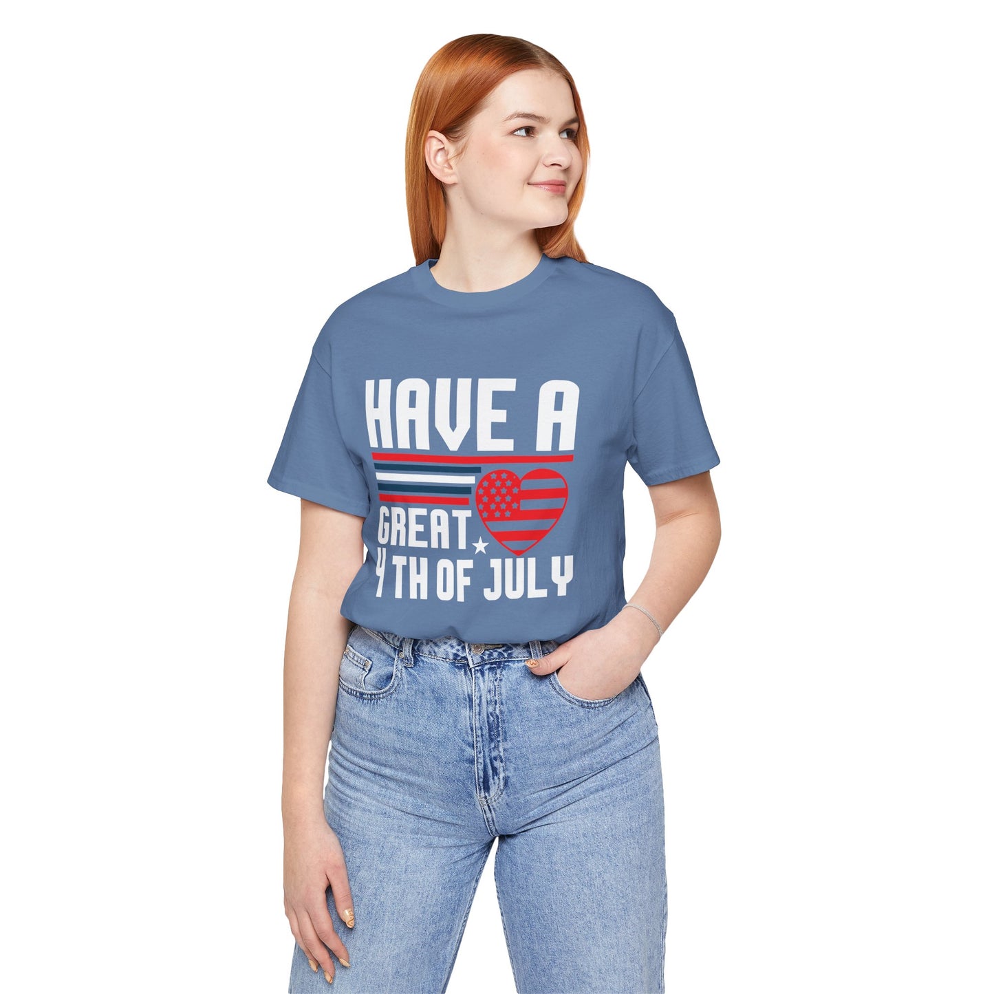 4th of July American Flag Graphic Unisex Cotton T-Shirt 020
