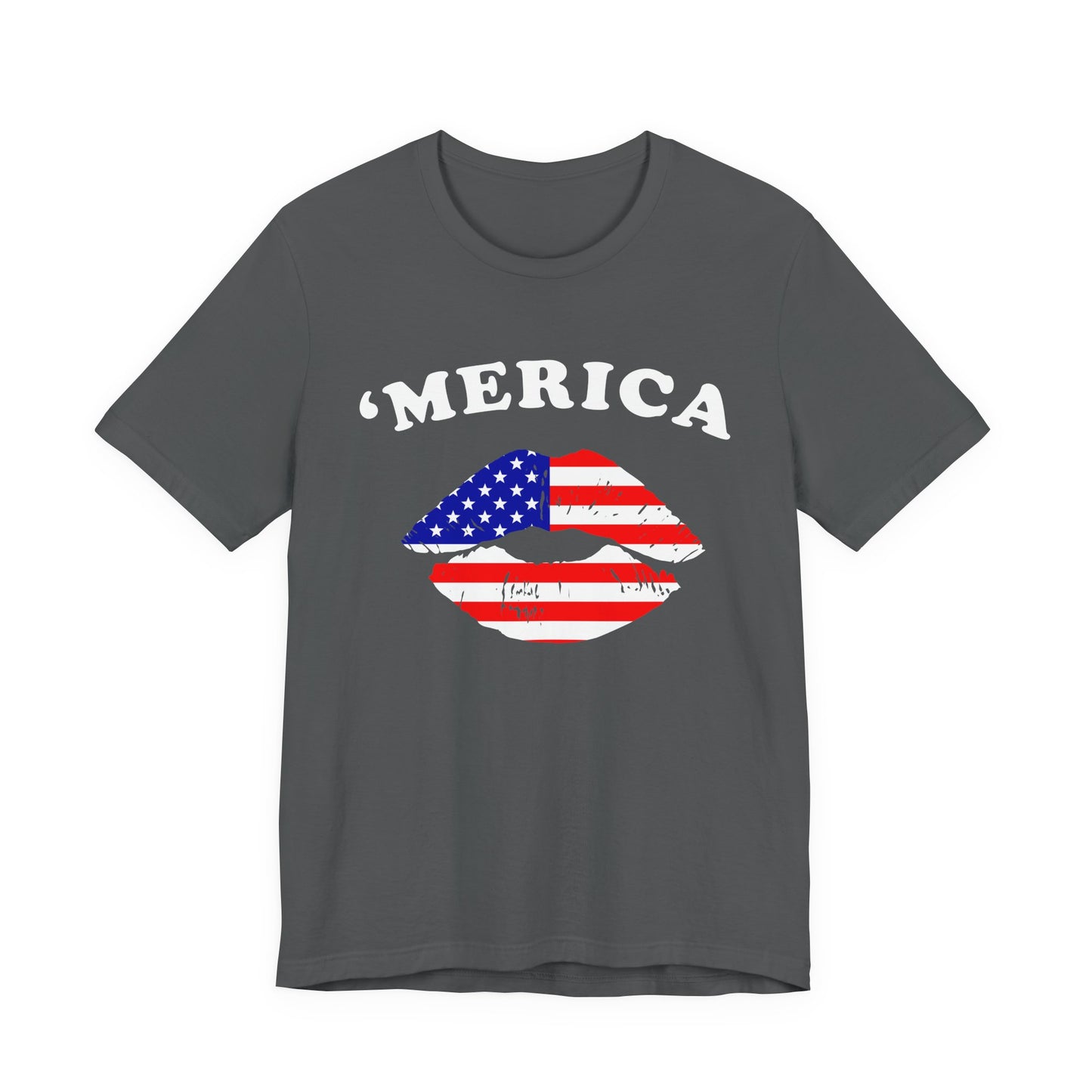 American Flag Lip Graphic Unisex Cotton T-Shirt a9