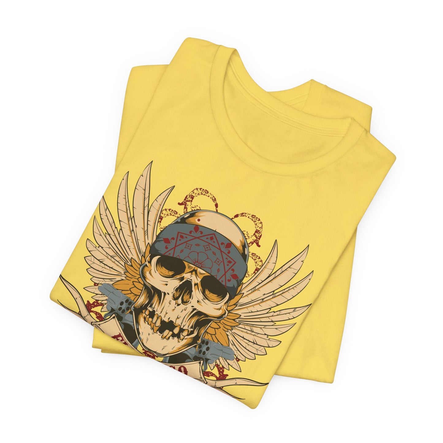 El Gringo Skull with Wings T-Shirt Vintage Tattoo Style Art-53