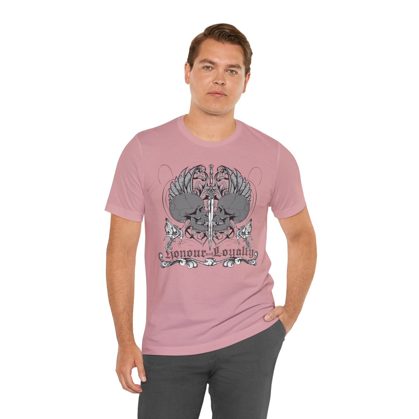 Honor Loyalty crest tee Gothic heraldry skulls wings emblem Art-48