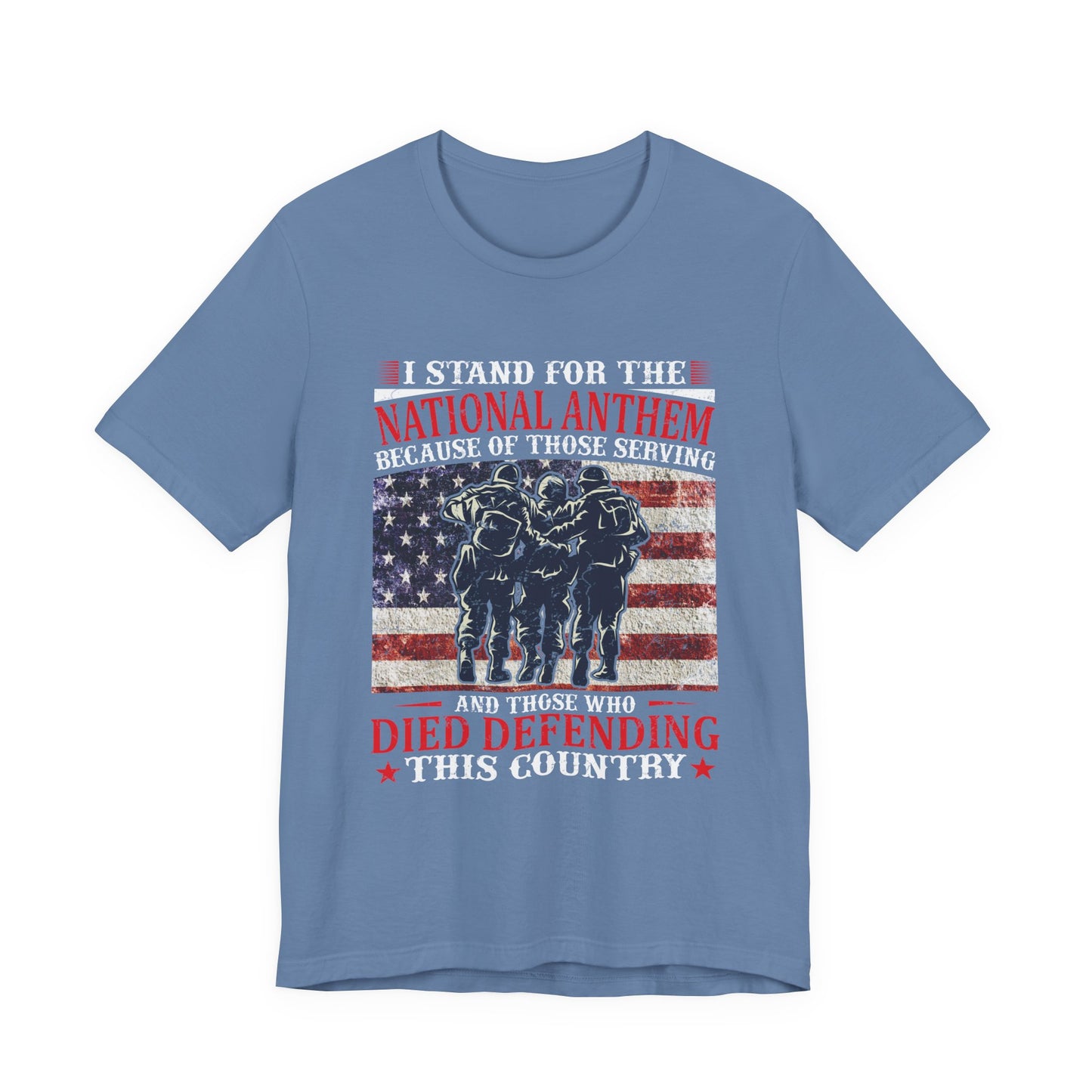 I Stand For The National Anthem military tribute T-Shirt American flag soldiers Unisex Cotton v36