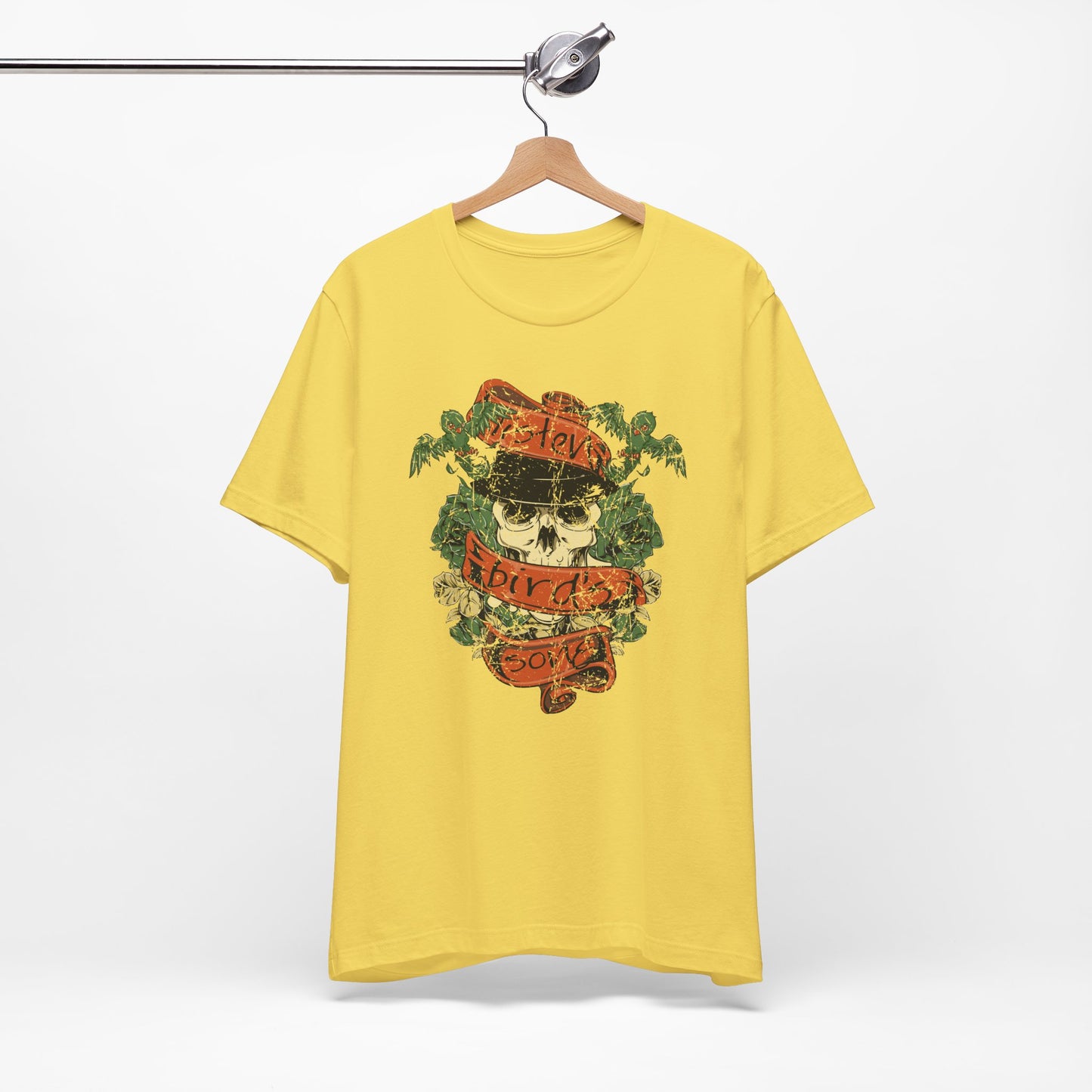 Skull Floral Tattoo Style Graphic Design Unisex Cotton T-Shirt Art-38
