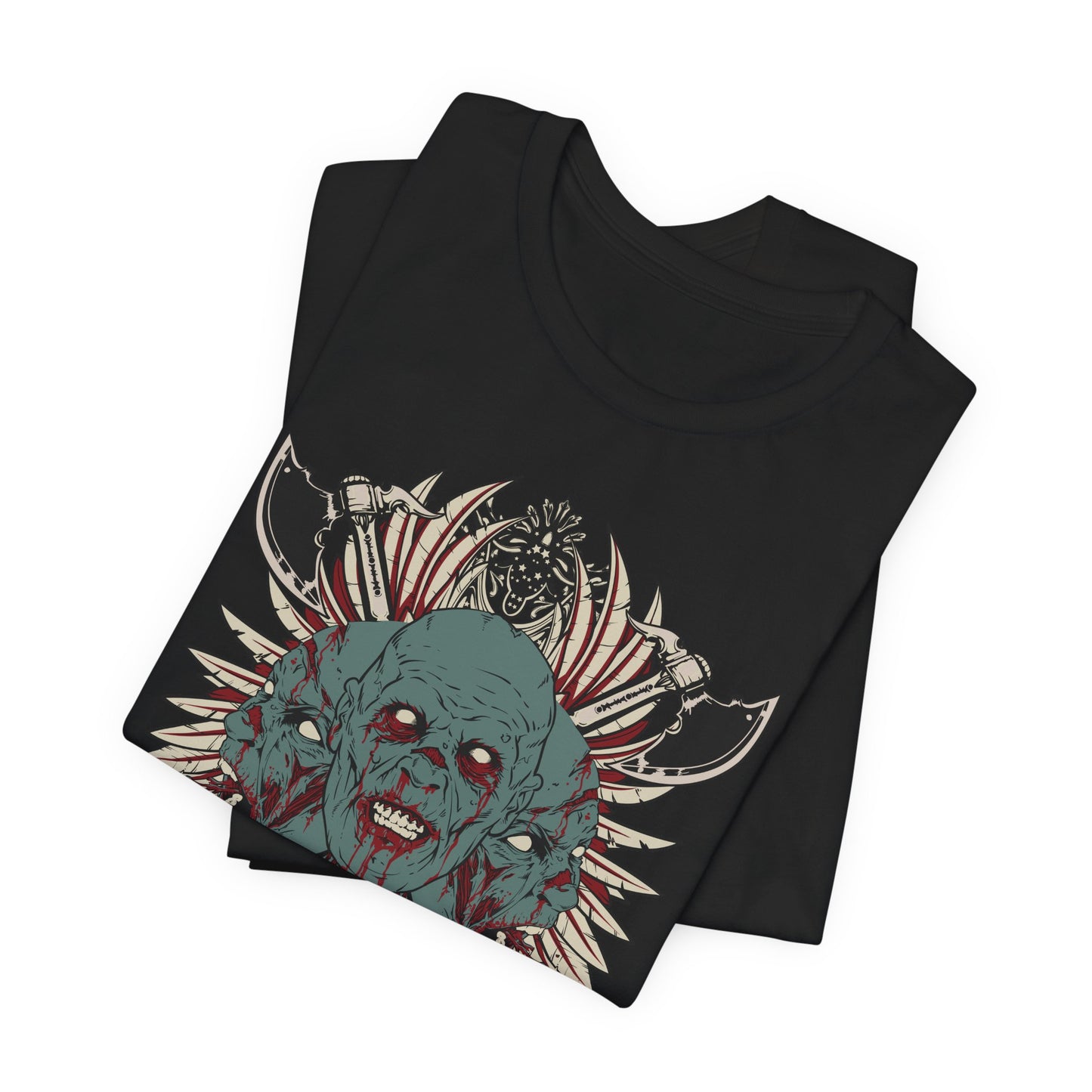 Zombie Skull Mandala T-Shirt Horror Graphic Tee, Gothic Skull Art-54-2
