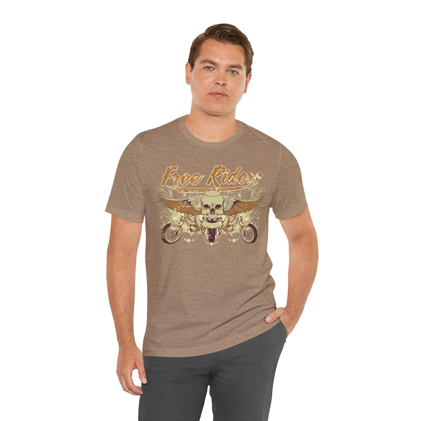 Free Riders Skull Motorcycle Tee Biker Graphic Art Design T-Shirt A-1