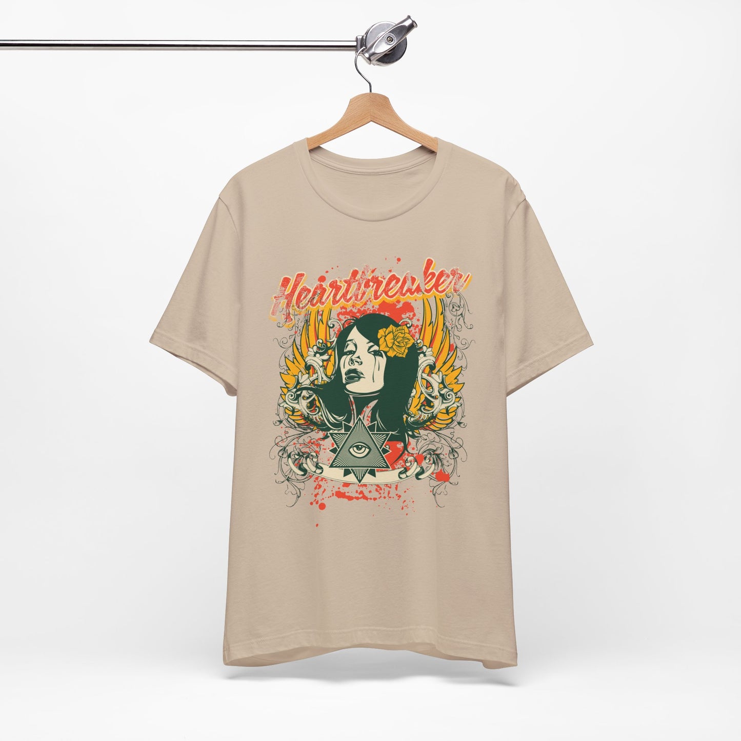 Heartbreaker Illustration Tee Retro Femme Portrait Floral Skull Graphic T-Shirt