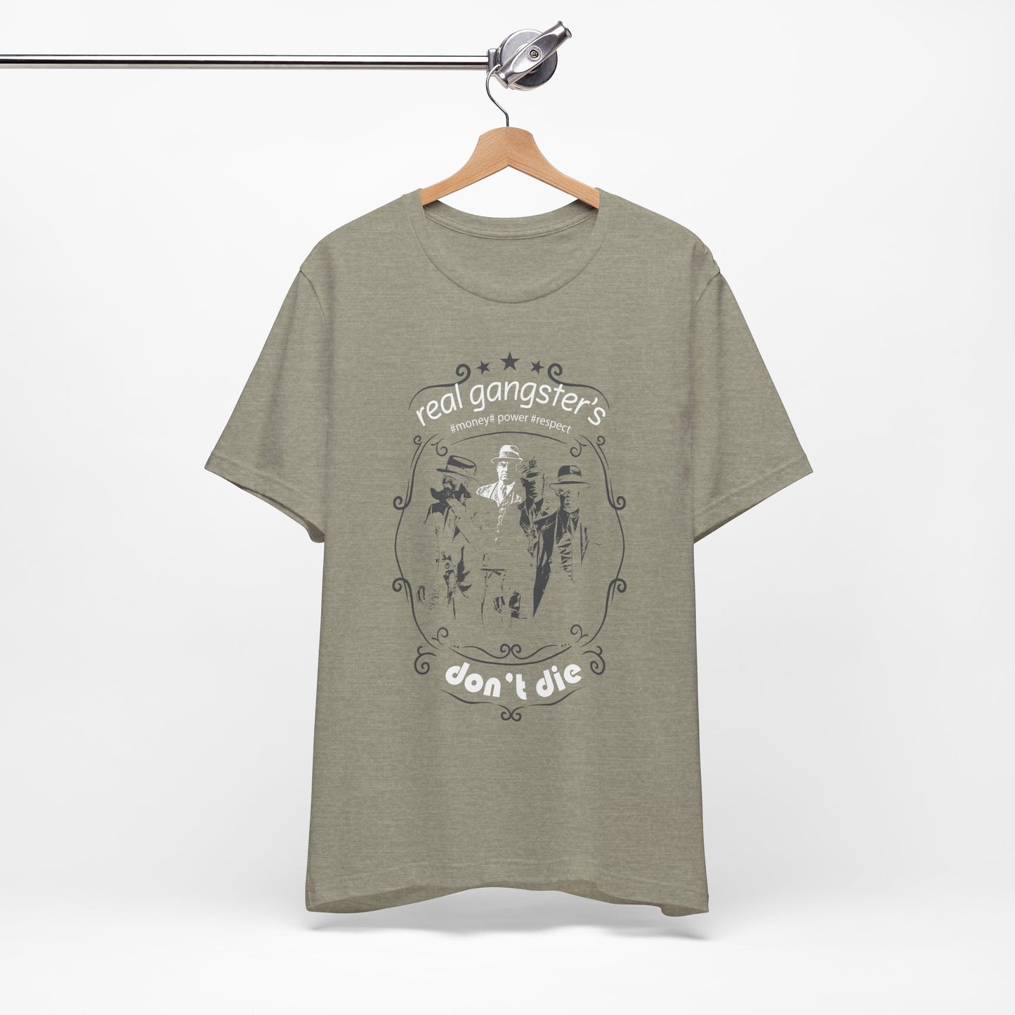 Real Gangsters Don't Die T-Shirt Vintage Outlaw Illustration Retro Biker Tee A-3