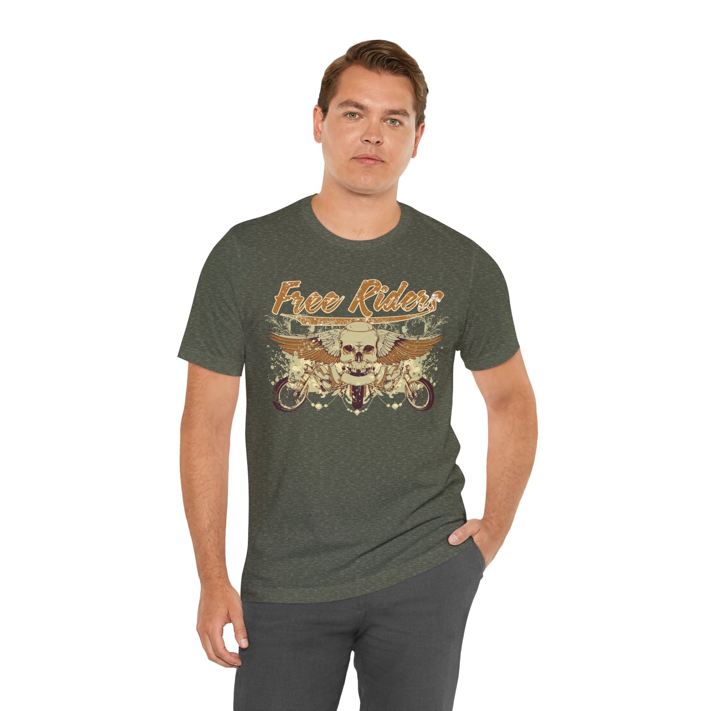 Free Riders Skull Motorcycle Tee Biker Graphic Art Design T-Shirt A-1