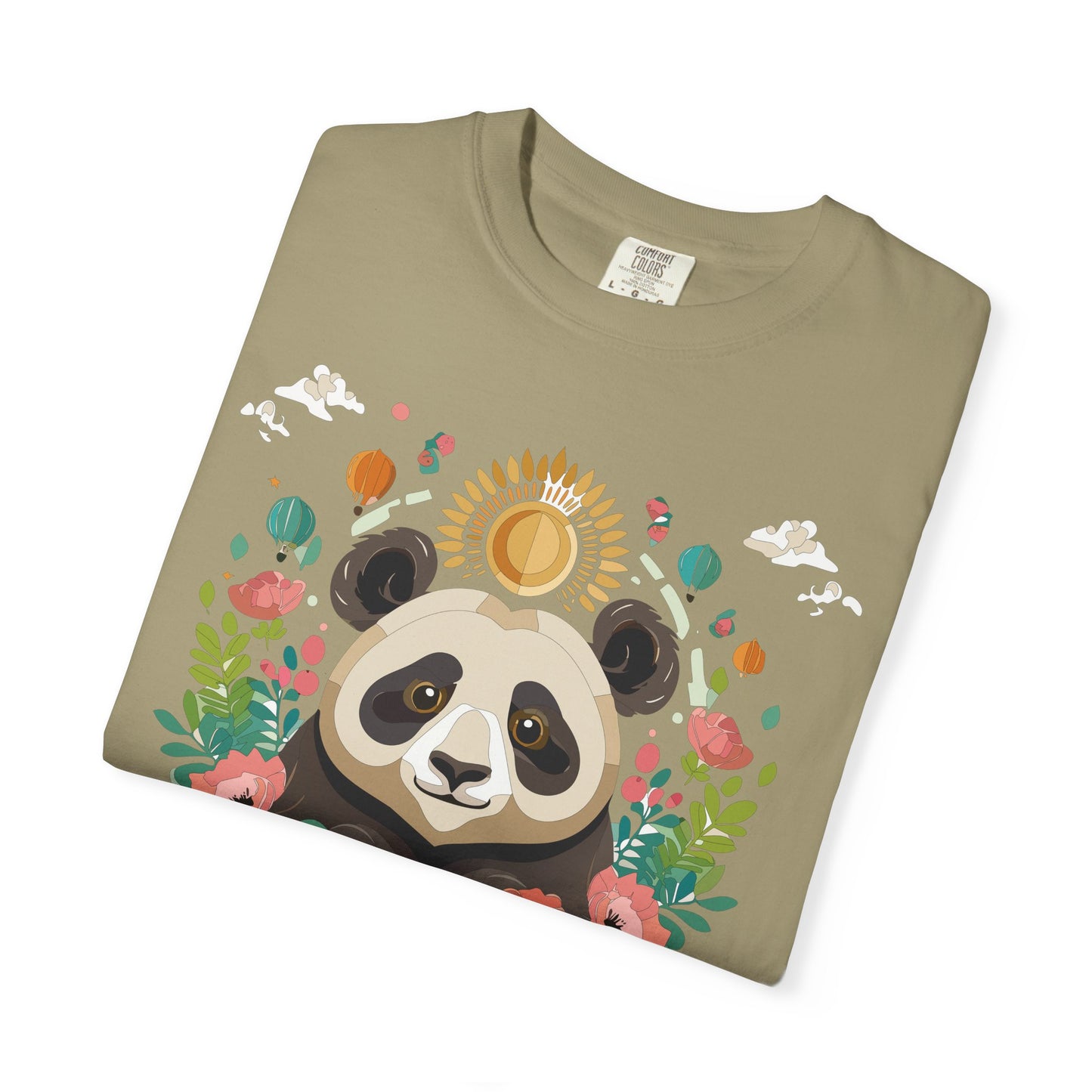 Panda Portrait T-Shirt Unisex Cotton Floral Chinese Graphic Circle Animal Art Tee p4