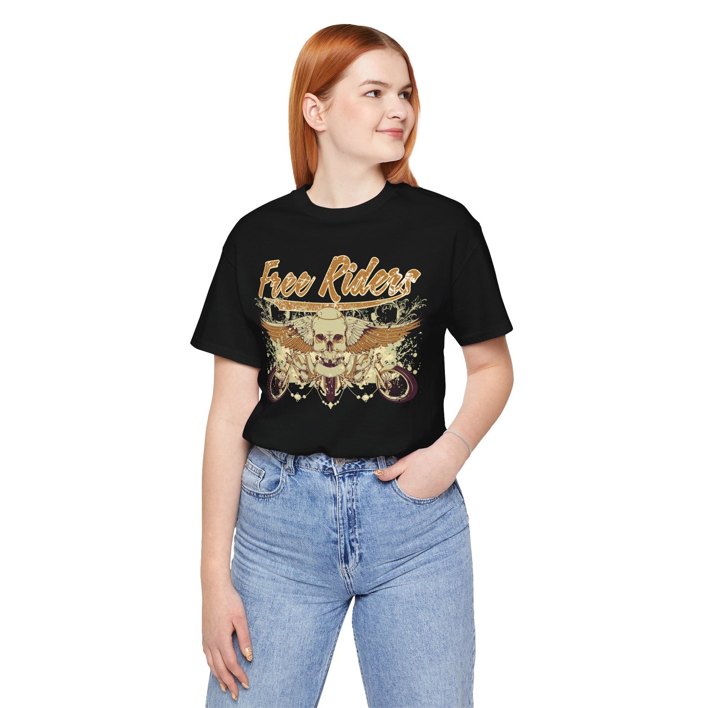 Free Riders Skull Motorcycle Tee Biker Graphic Art Design T-Shirt A-1