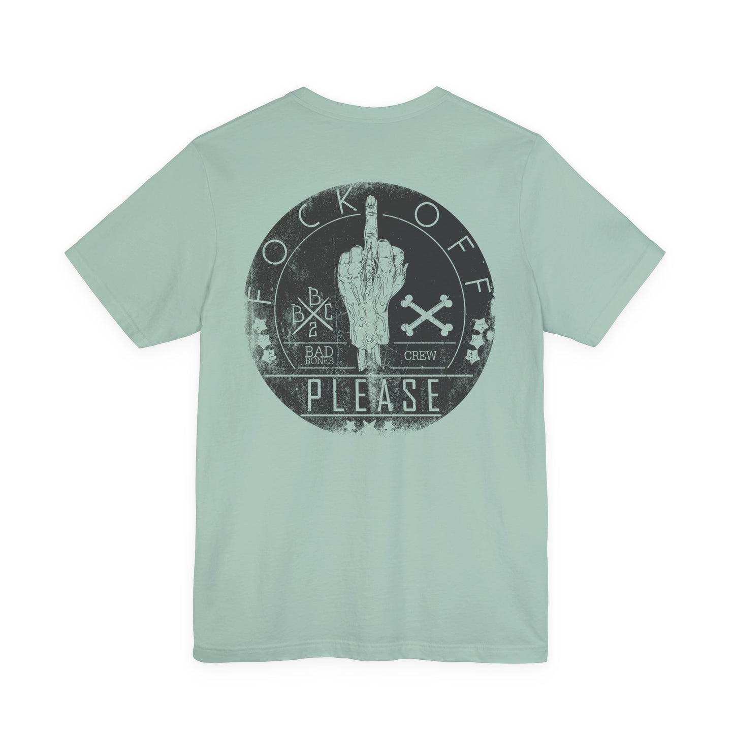 Fk Off Please tee Graphic Middle Finger Skull Design T-Shirt A-11