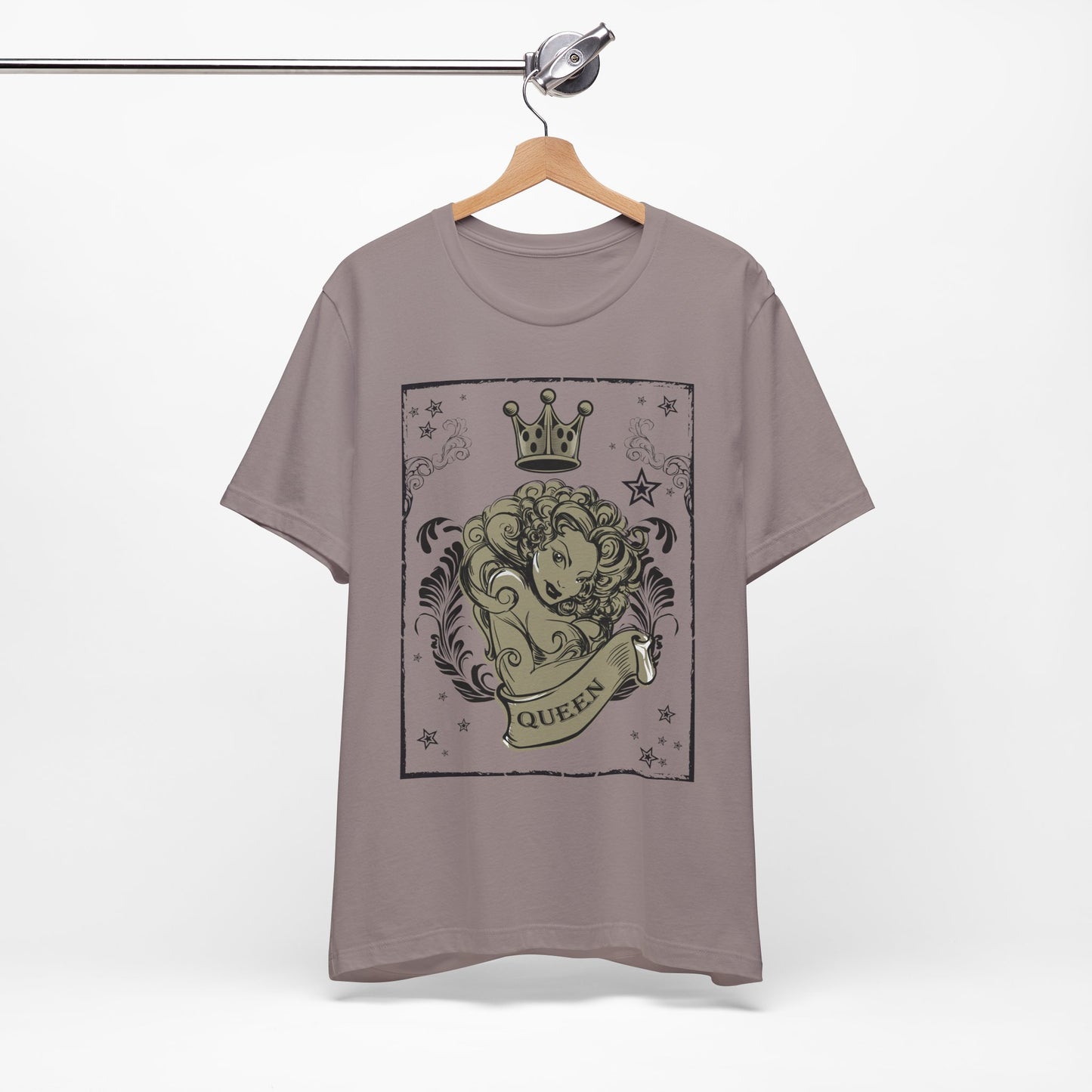 Crown Face Portrait Graphic Tee Vintage Floral Illustration Rock Band T-Shirt