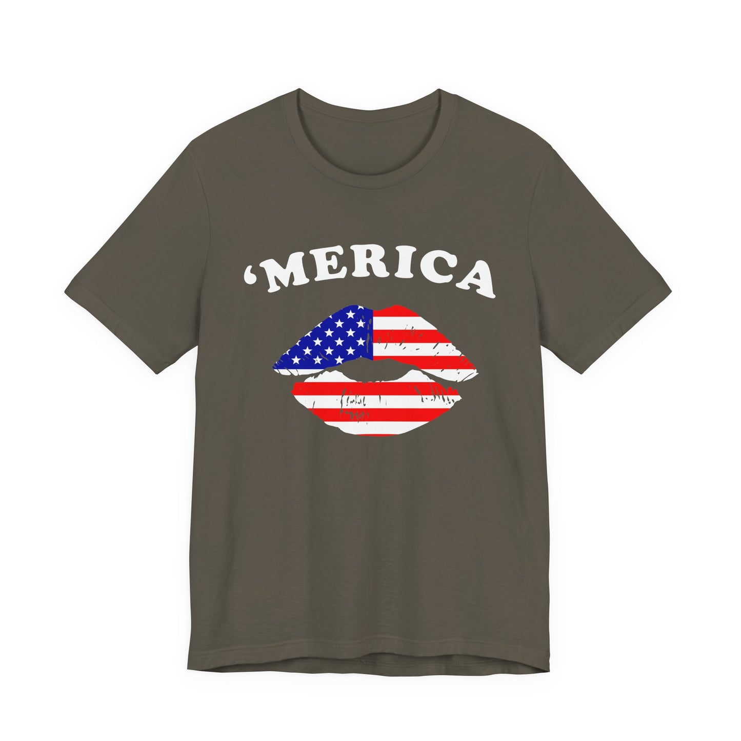 American Flag Lip Graphic Unisex Cotton T-Shirt a9