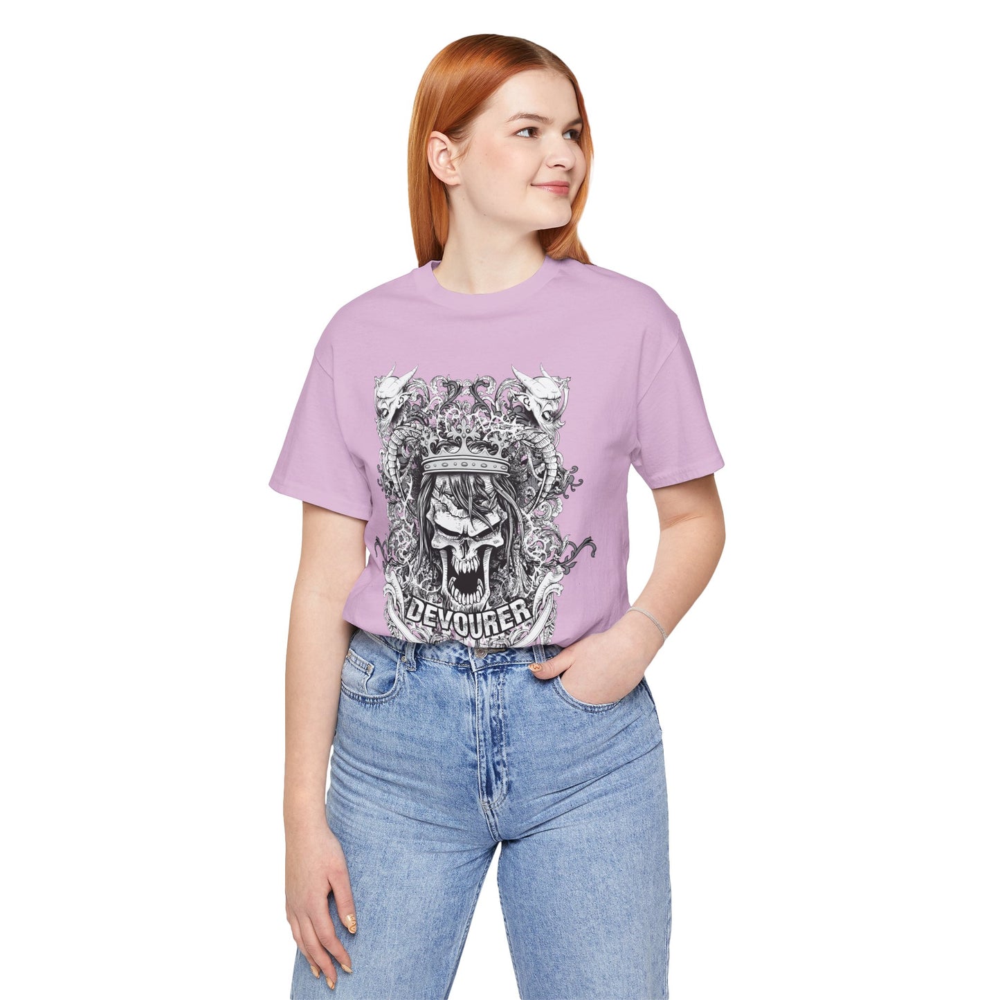 Gothic Skull Illustration Graphic Unisex Cotton T-Shirt r13