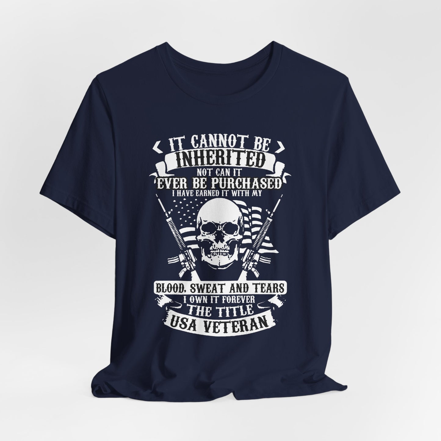 USA Veteran skull flag crossed rifles T-Shirt Military pride Unisex Cotton tee v54