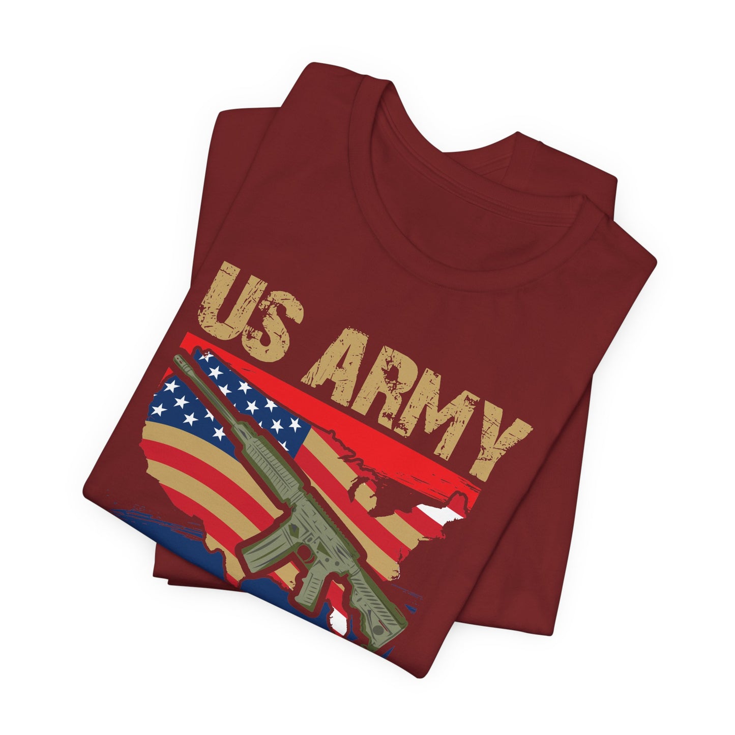 US Army Proud Veteran T-Shirt American Flag Rifle Military Unisex Cotton Tee v17