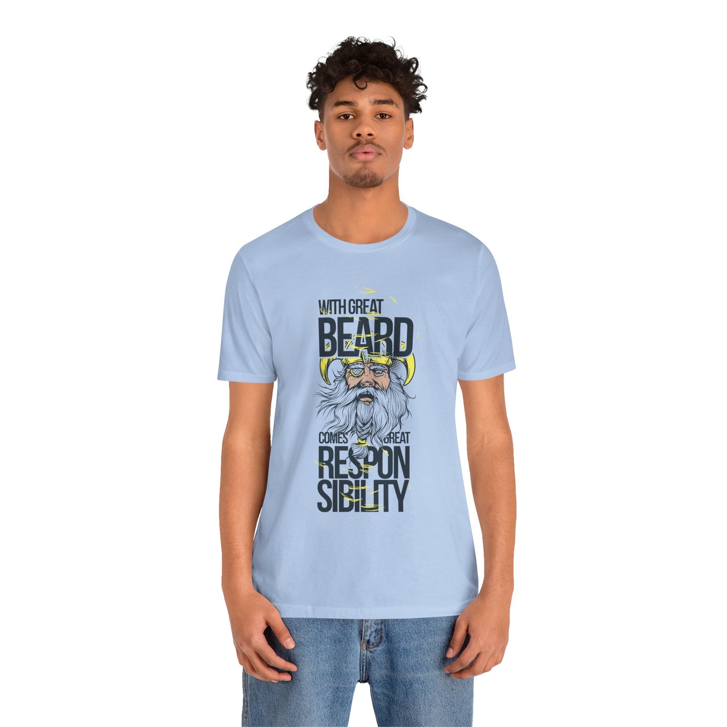With Great Beard Comes Great Responsibility Tee Viking Beard Graphic Shirt A-2