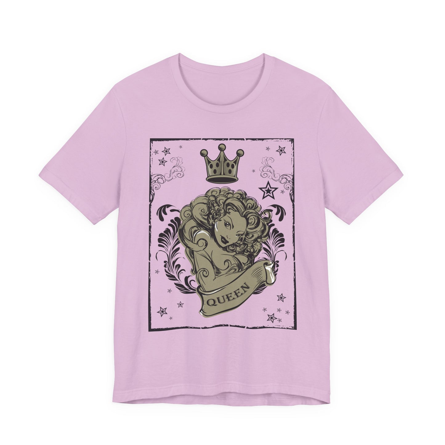 Crown Face Portrait Graphic Tee Vintage Floral Illustration Rock Band T-Shirt