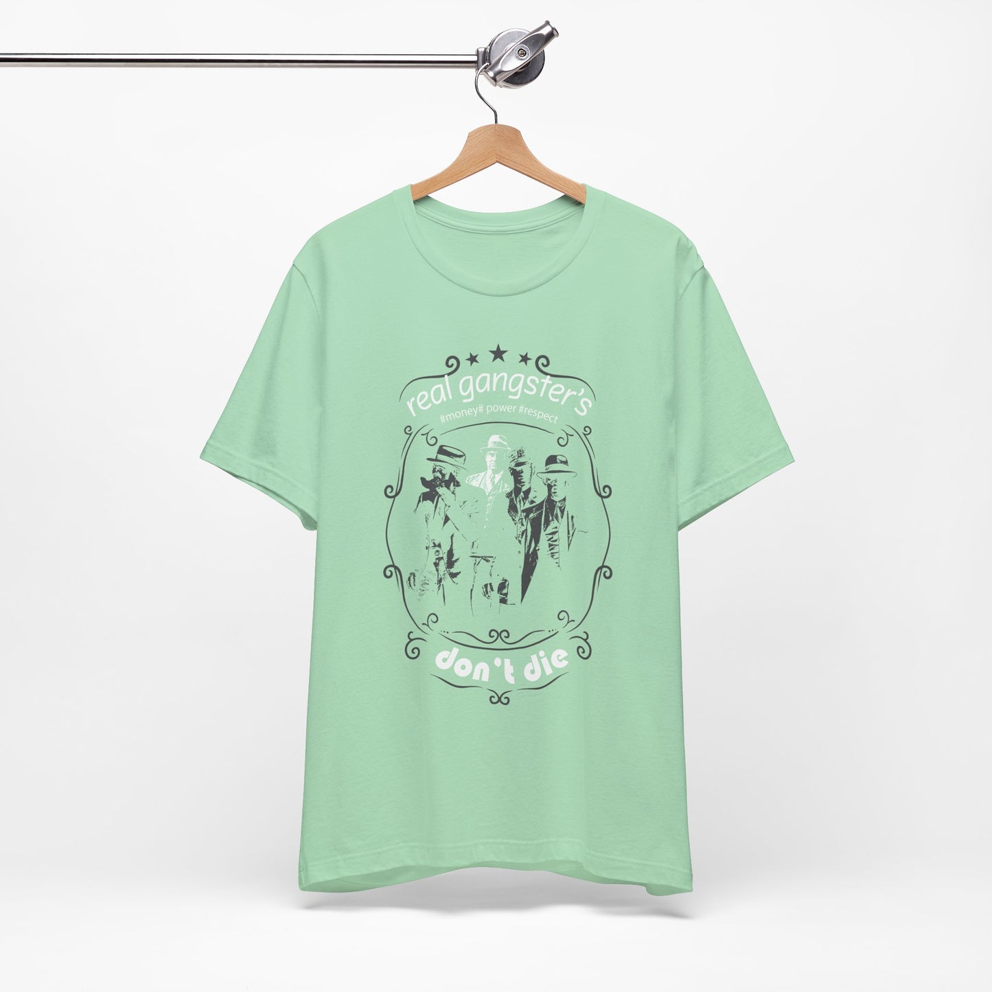 Real Gangsters Don't Die T-Shirt Vintage Outlaw Illustration Retro Biker Tee A-3