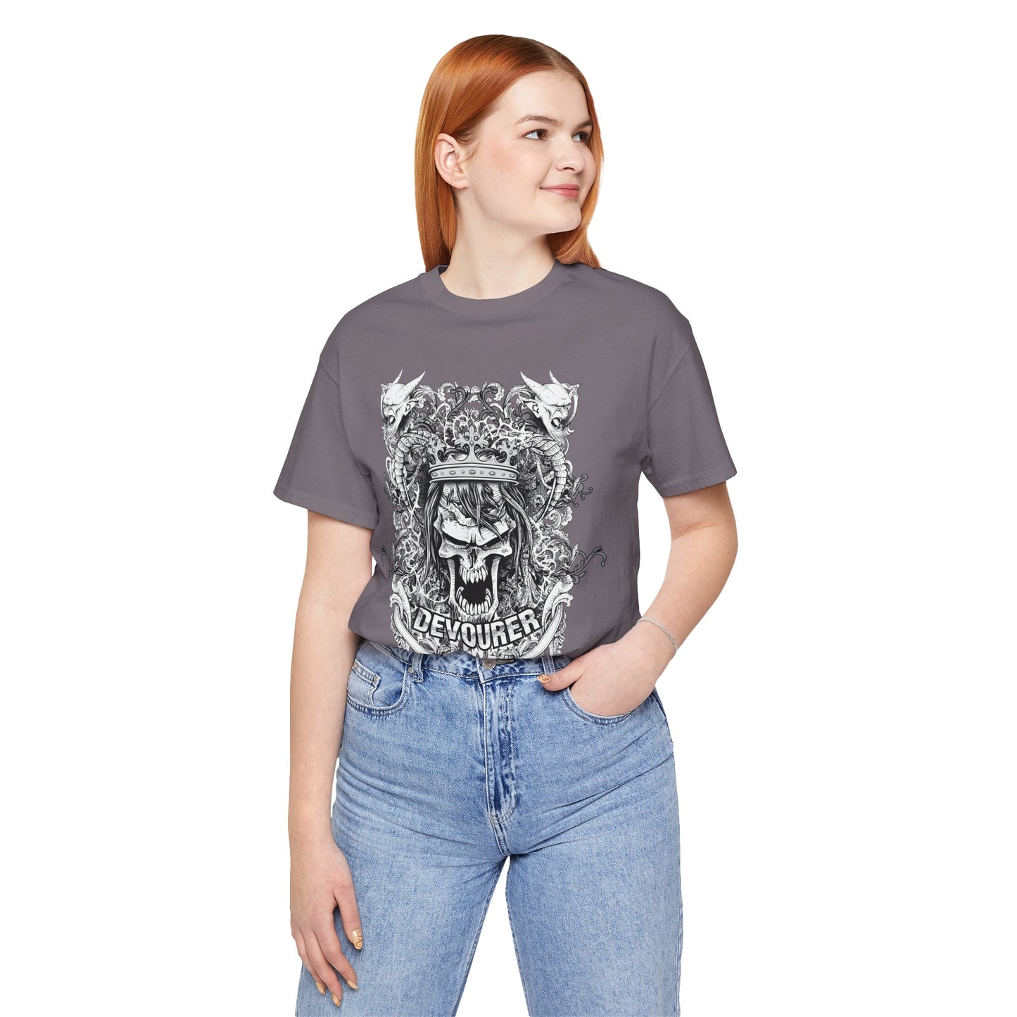 Gothic Skull Illustration Graphic Unisex Cotton T-Shirt r13