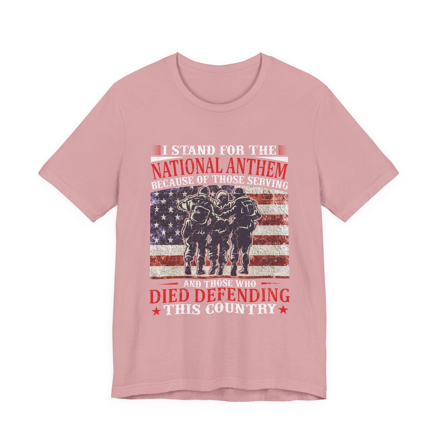 I Stand For The National Anthem military tribute T-Shirt American flag soldiers Unisex Cotton v36