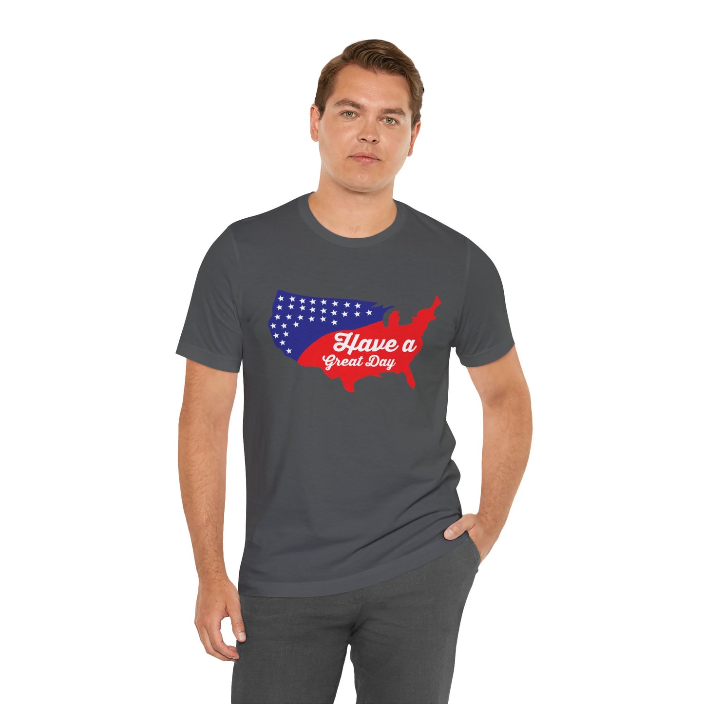 USA Map Patriotic Graphic Unisex Cotton T-Shirt 021