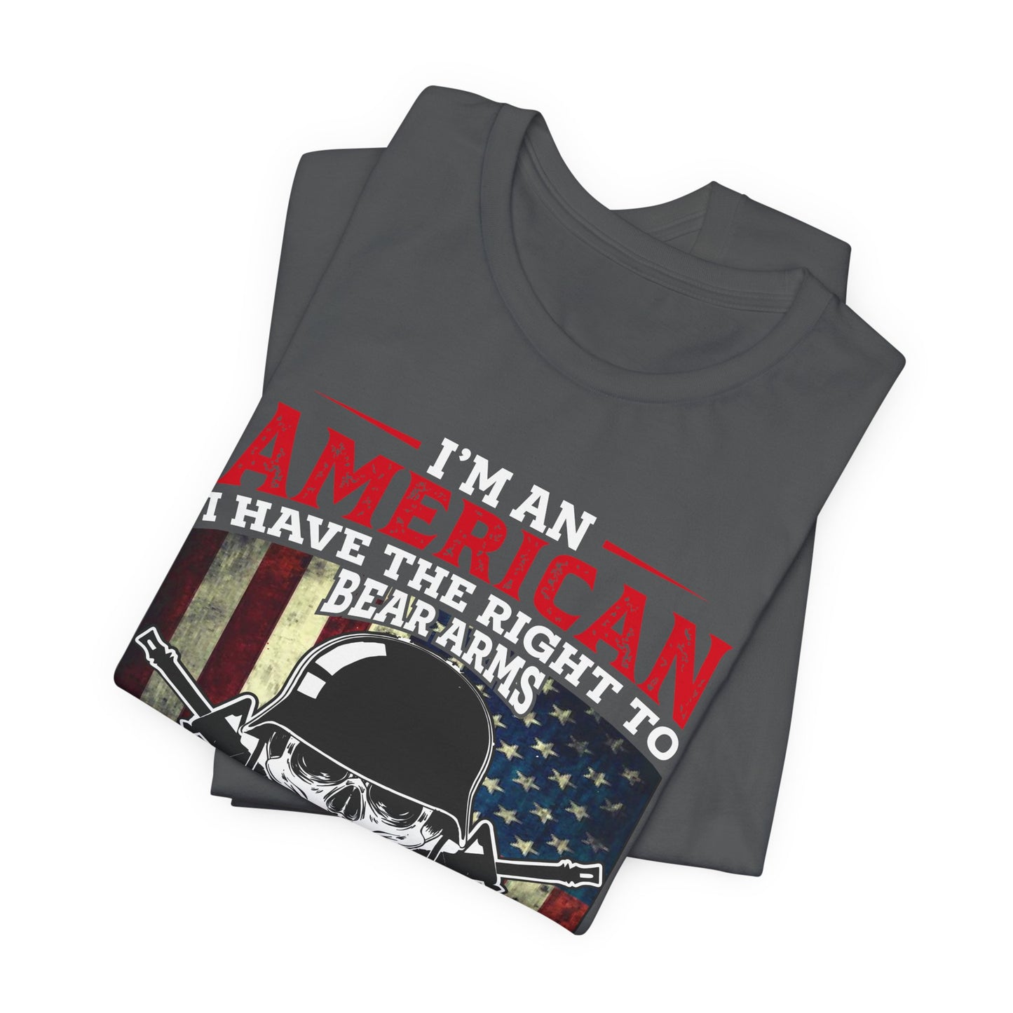 American Skull with Guns T-Shirt 2nd Amendment Flag Unisex Cotton Tee v29