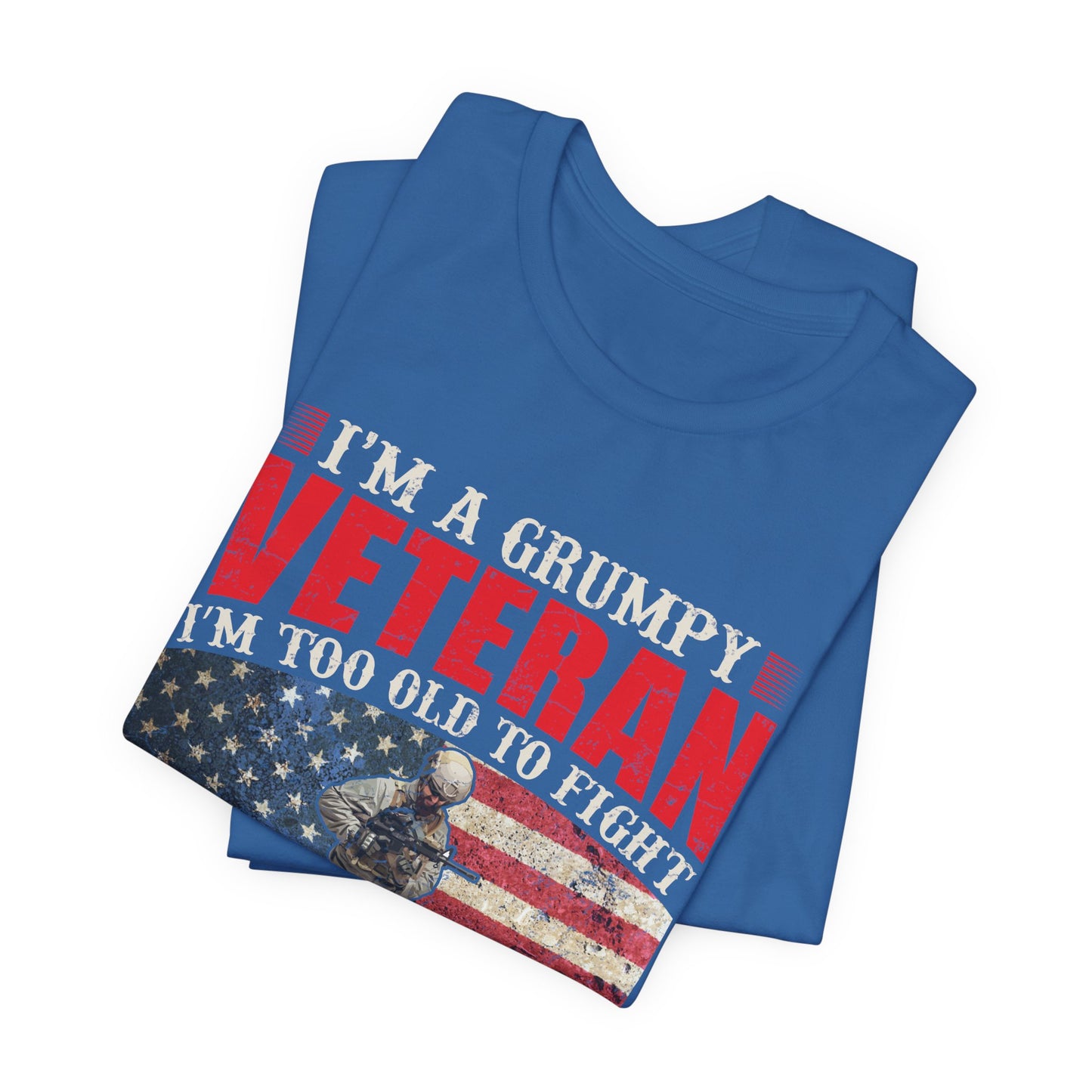 Grumpy Veteran Flag graphic Tee Veteran Patriotic Unisex Cotton Shirt v38