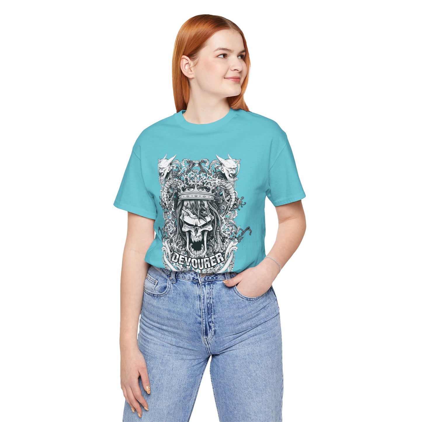 Gothic Skull Illustration Graphic Unisex Cotton T-Shirt r13