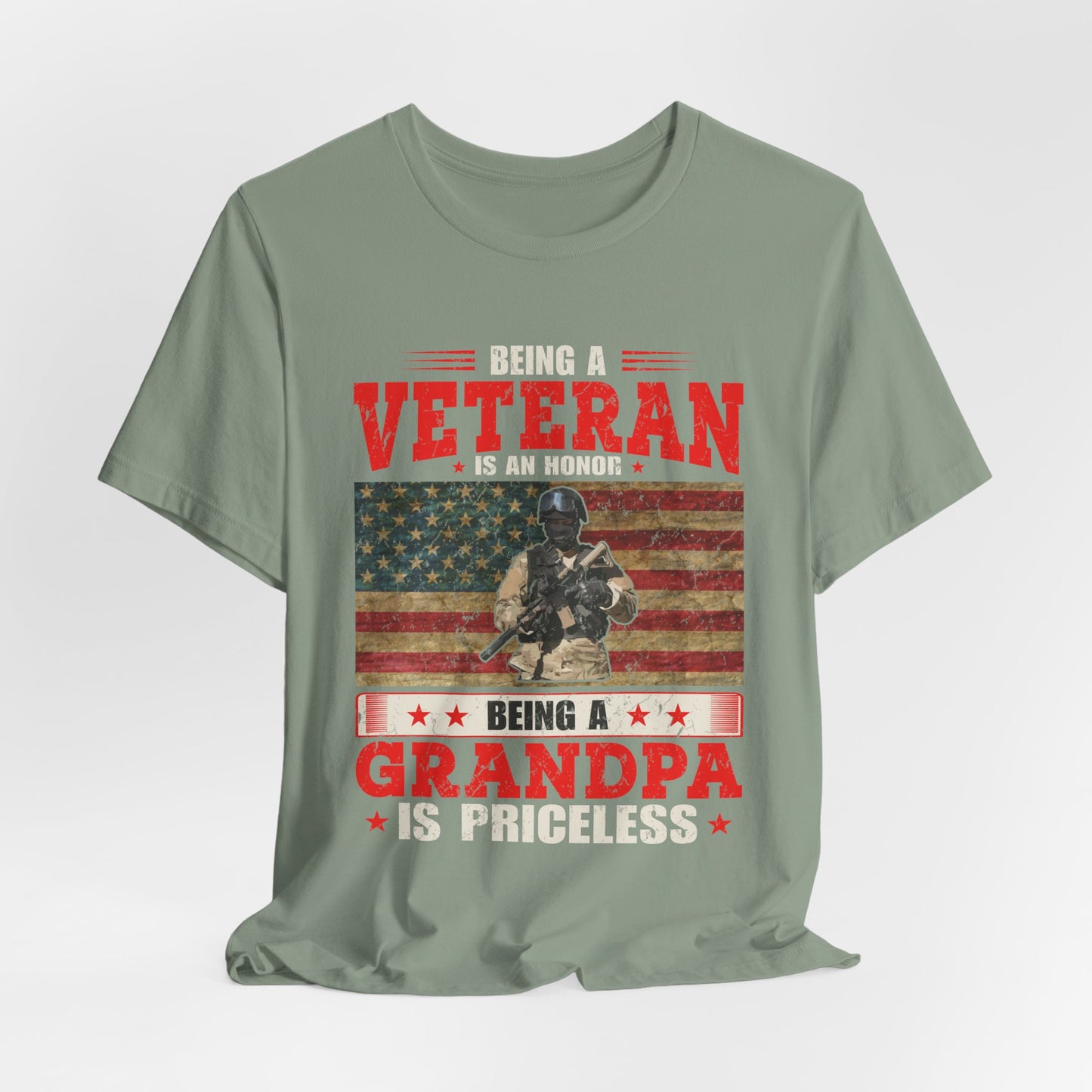 Veteran Grandpa T-Shirt American Flag Soldier Grandpa Unisex Cotton Tee v34