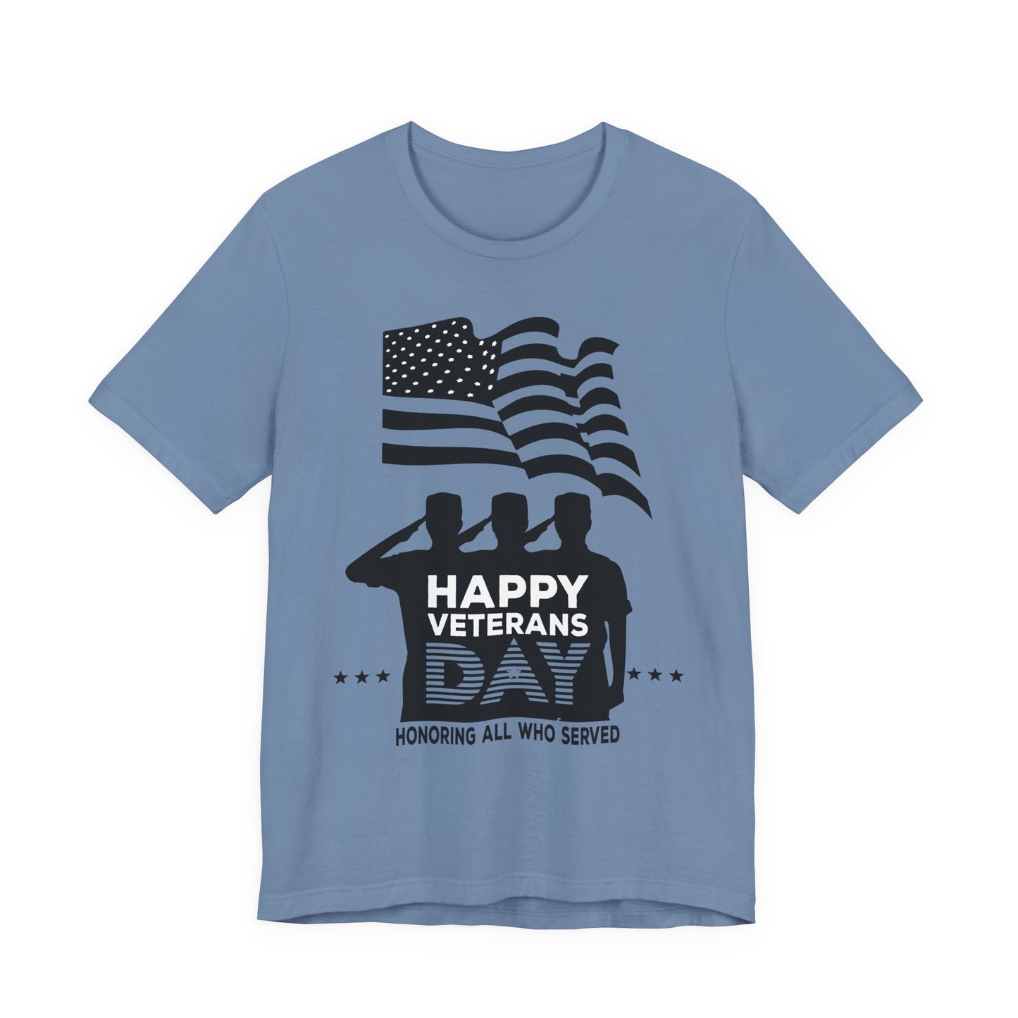 Happy Veterans Day saluting soldiers T-Shirt Patriotic American flag Unisex Cotton v51