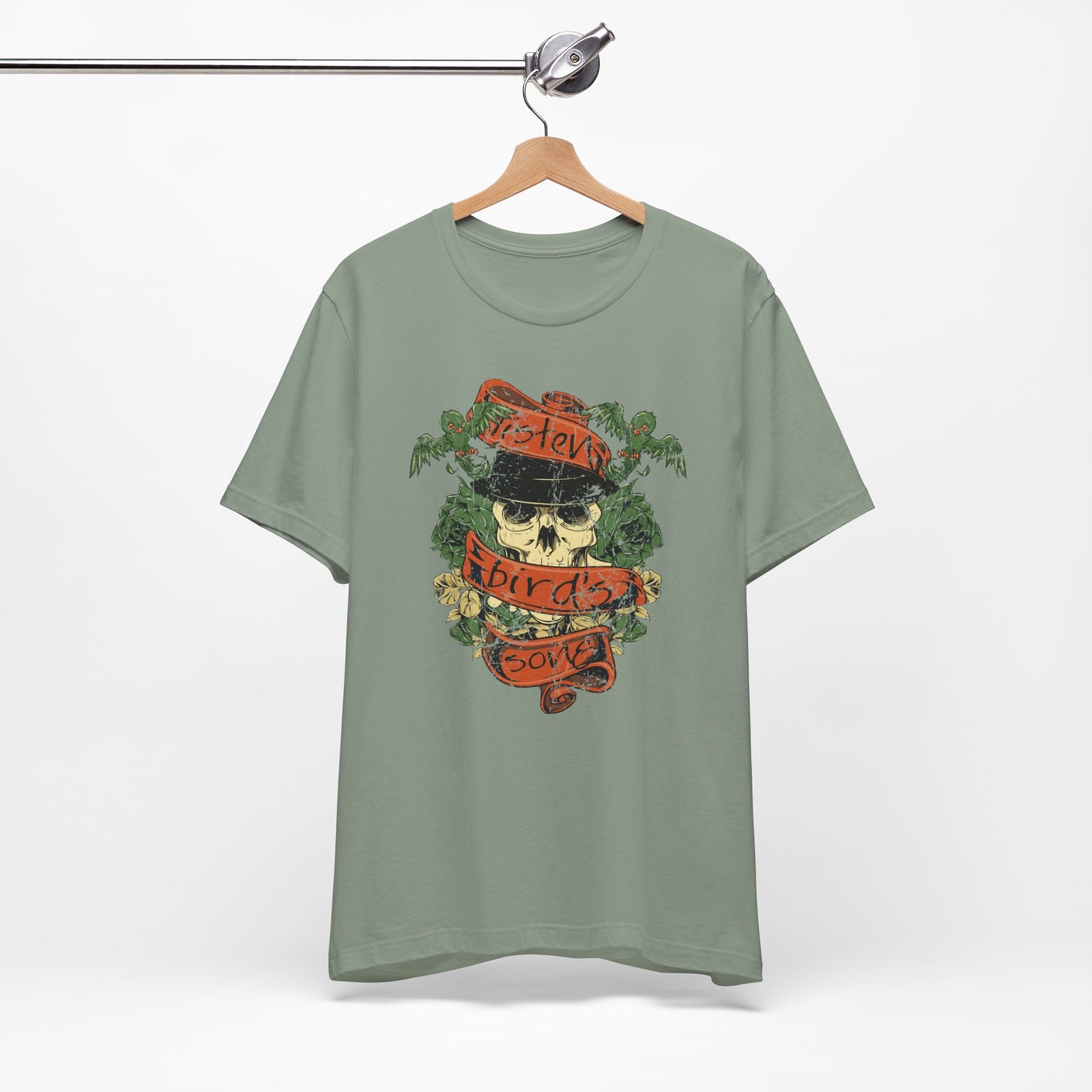 Skull Floral Tattoo Style Graphic Design Unisex Cotton T-Shirt Art-38