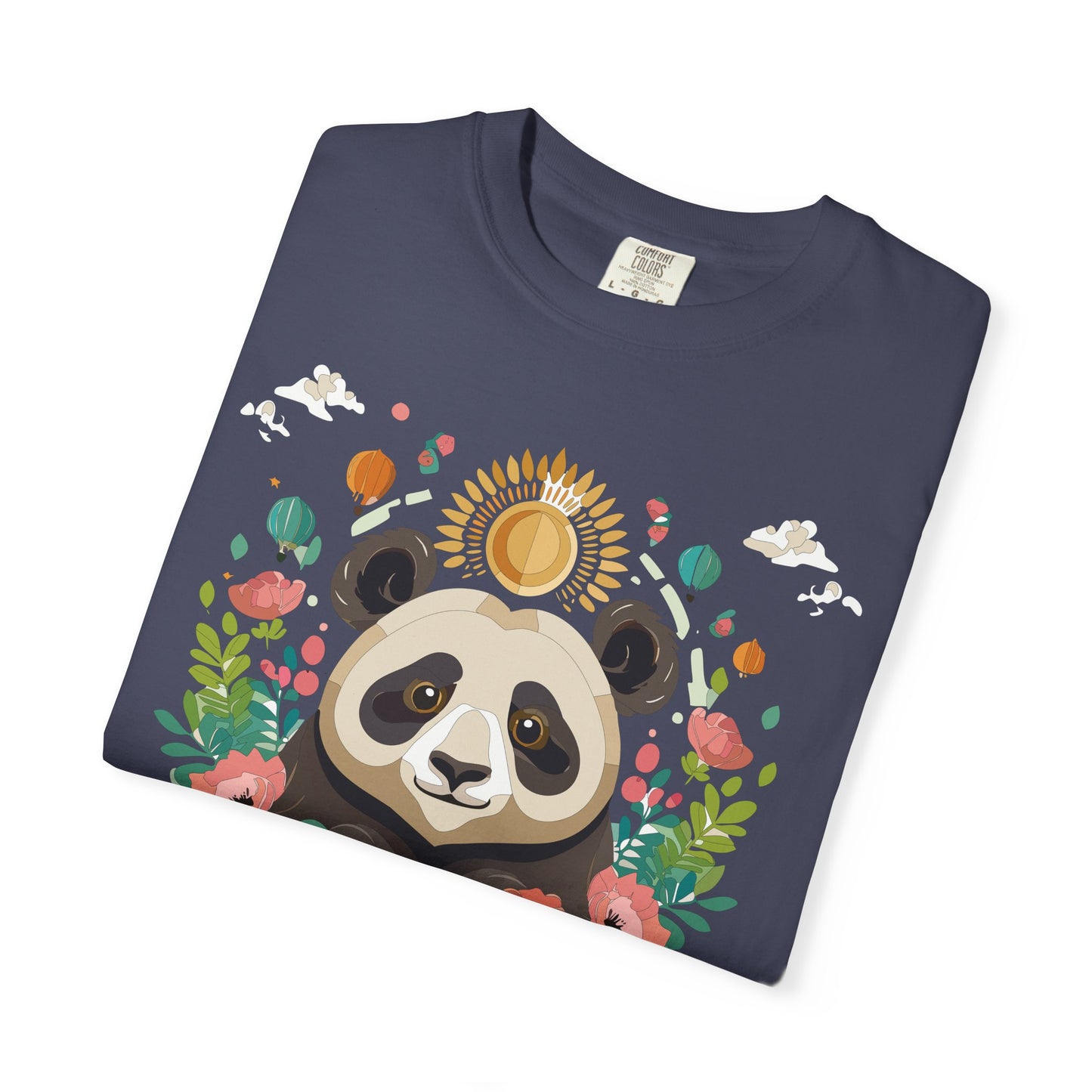 Panda Portrait T-Shirt Unisex Cotton Floral Chinese Graphic Circle Animal Art Tee p4