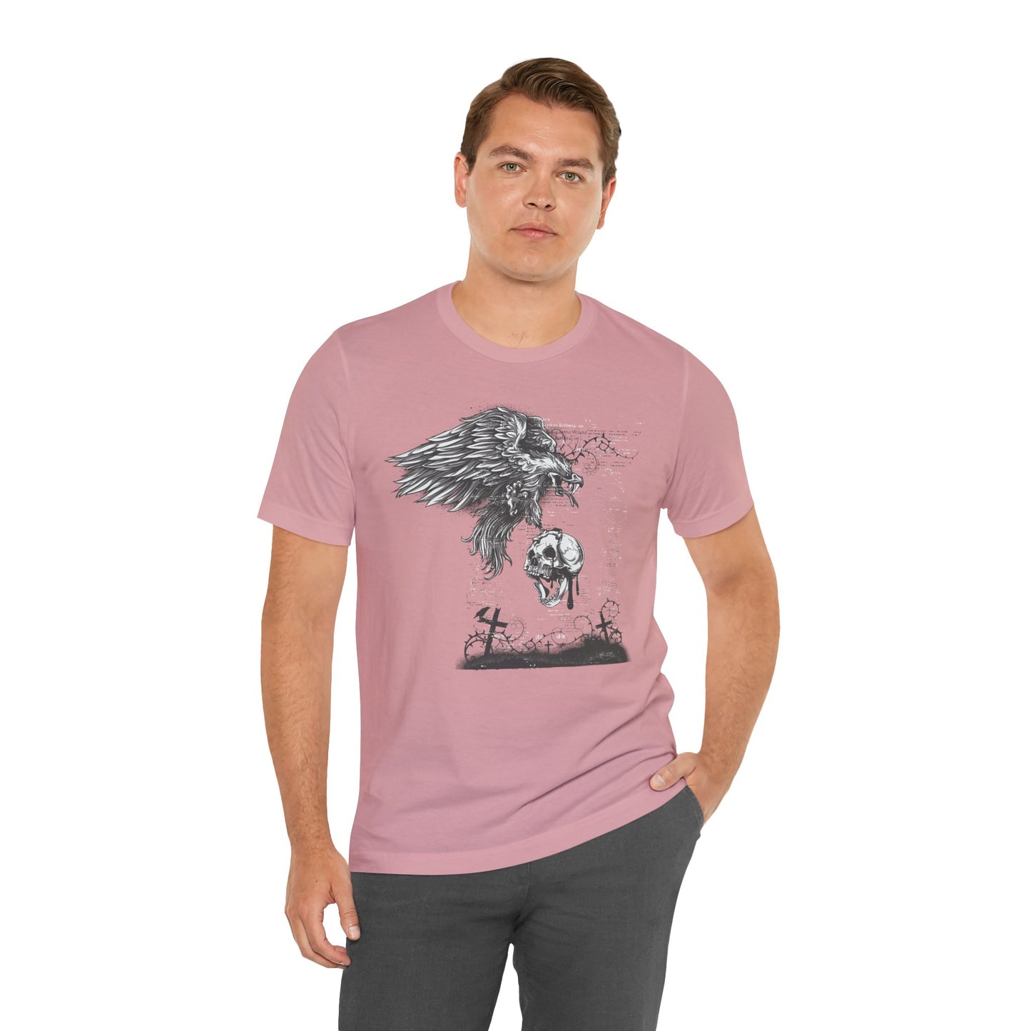 Raven and Skull Illustration Graphic Unisex Cotton T-Shirt r19