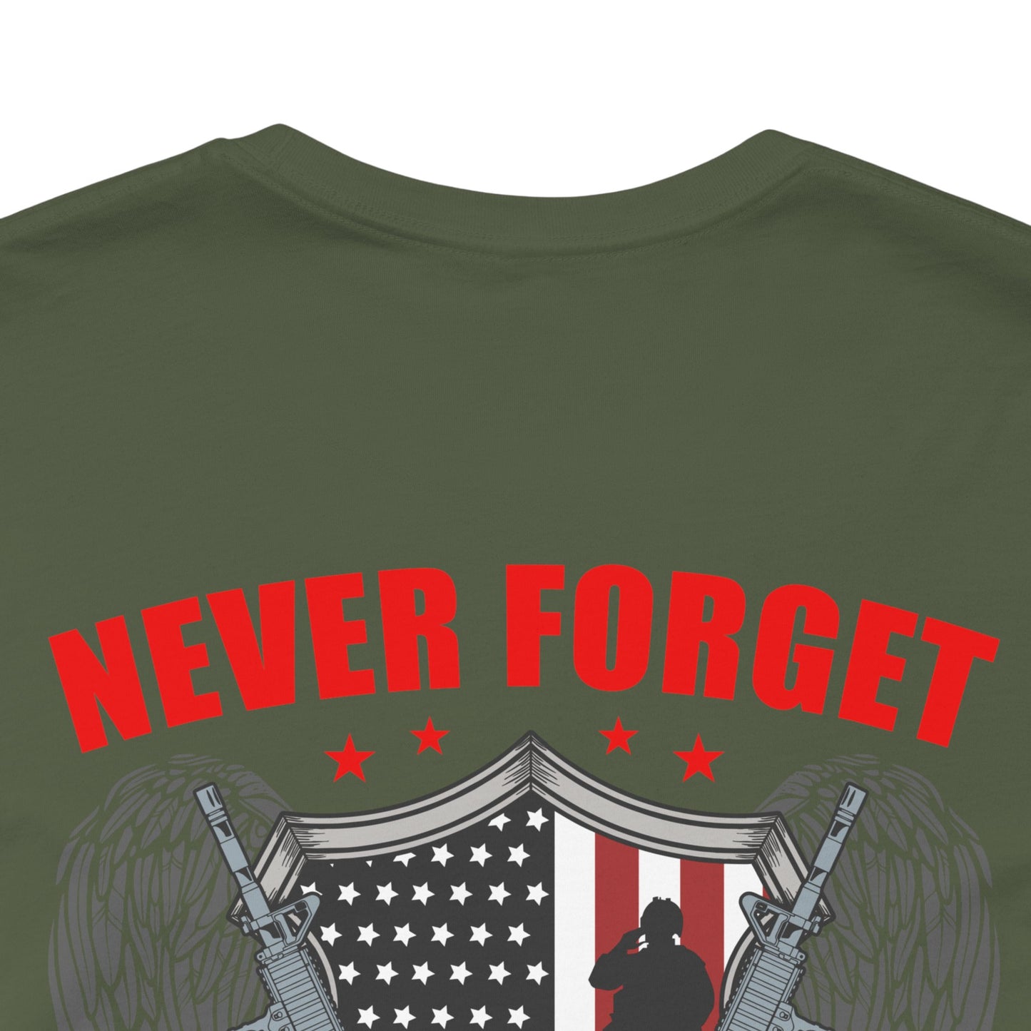 Never Forget Our Fallen Heroes T-Shirt American Flag Shield Eagles Unisex Cotton v39