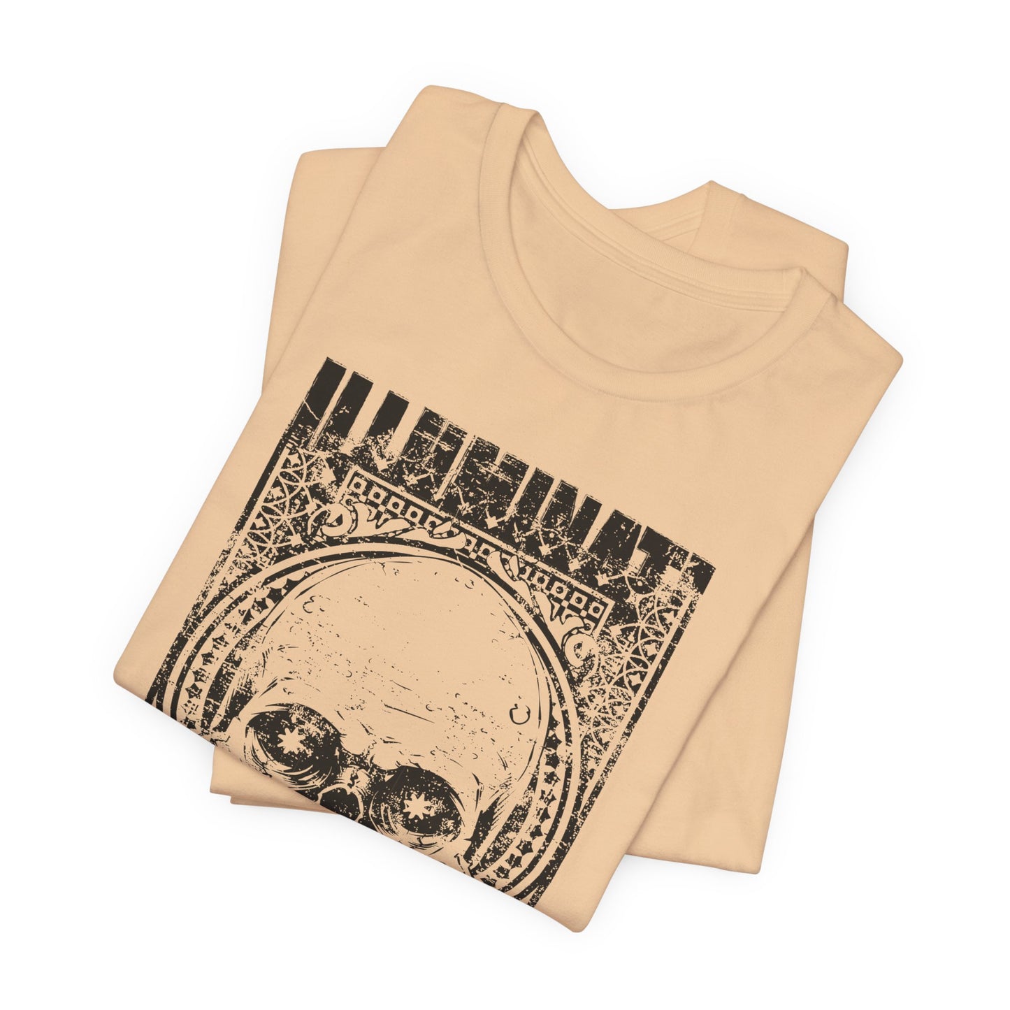 Skull Circle Graphic T-Shirt Vintage Etching Illustration Art Design Tee A-9