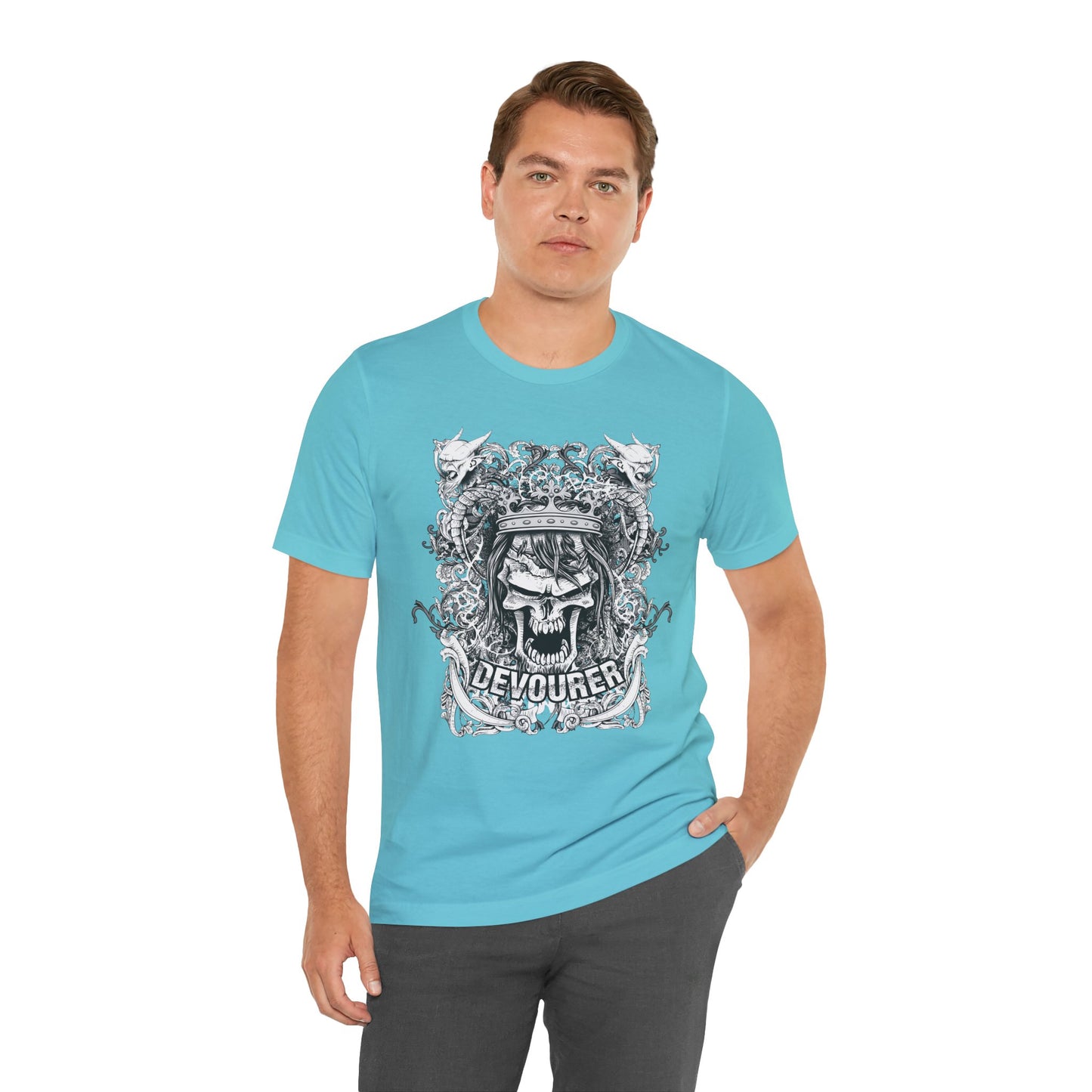 Gothic Skull Illustration Graphic Unisex Cotton T-Shirt r13