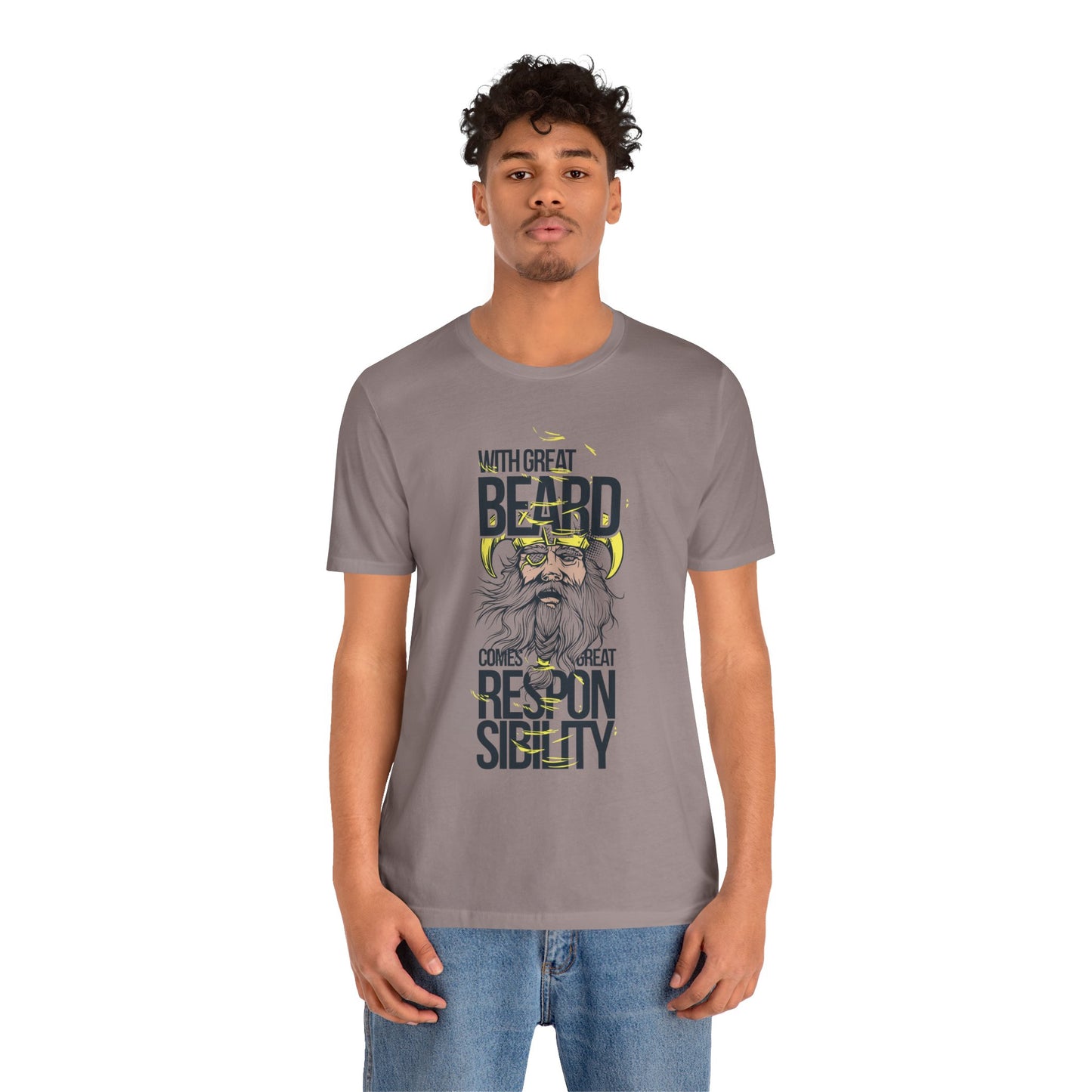 With Great Beard Comes Great Responsibility Tee Viking Beard Graphic Shirt A-2