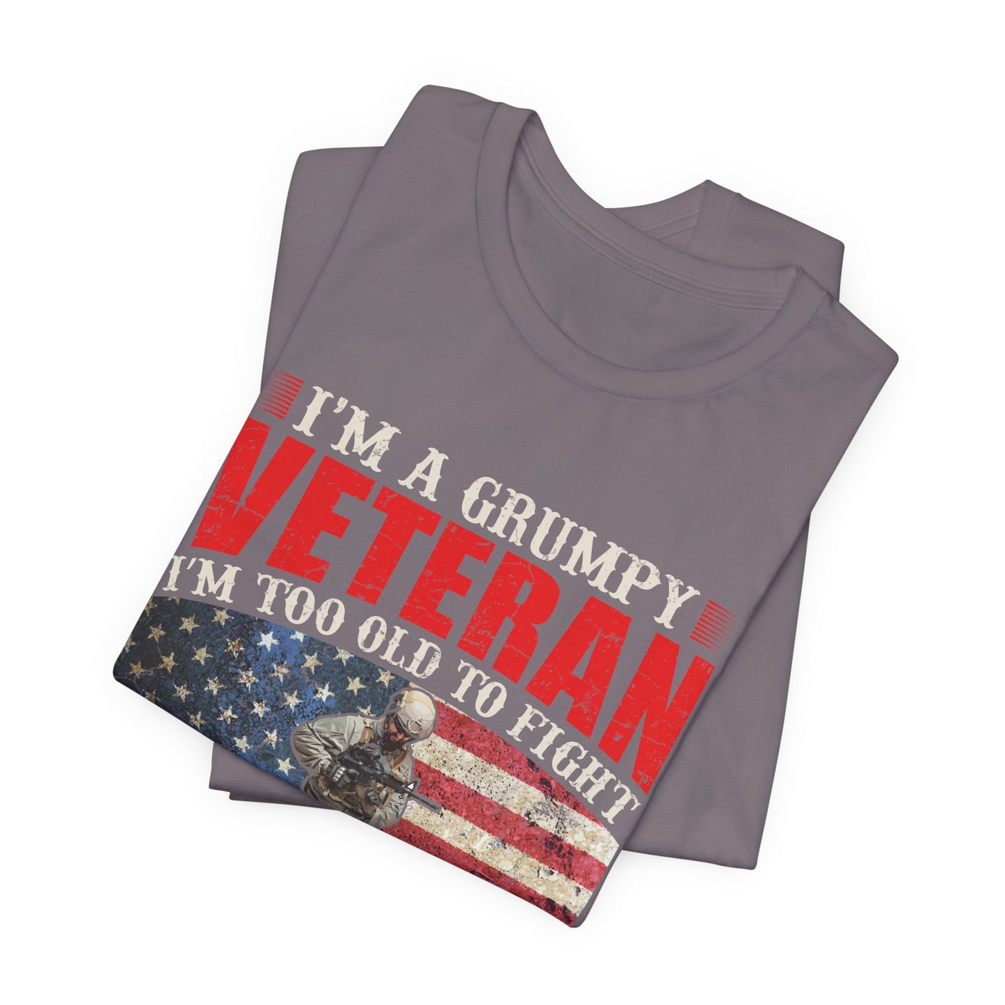 Grumpy Veteran Flag graphic Tee Veteran Patriotic Unisex Cotton Shirt v38