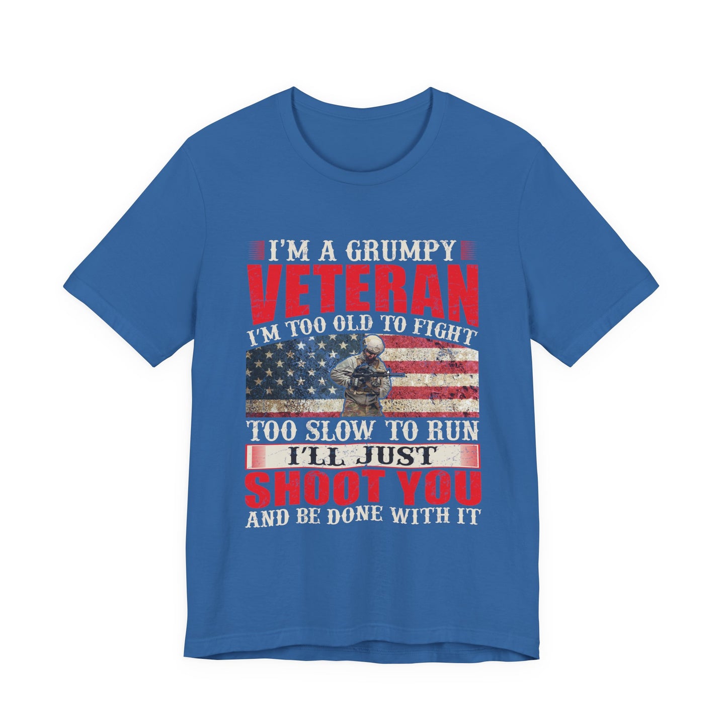Grumpy Veteran Flag graphic Tee Veteran Patriotic Unisex Cotton Shirt v38
