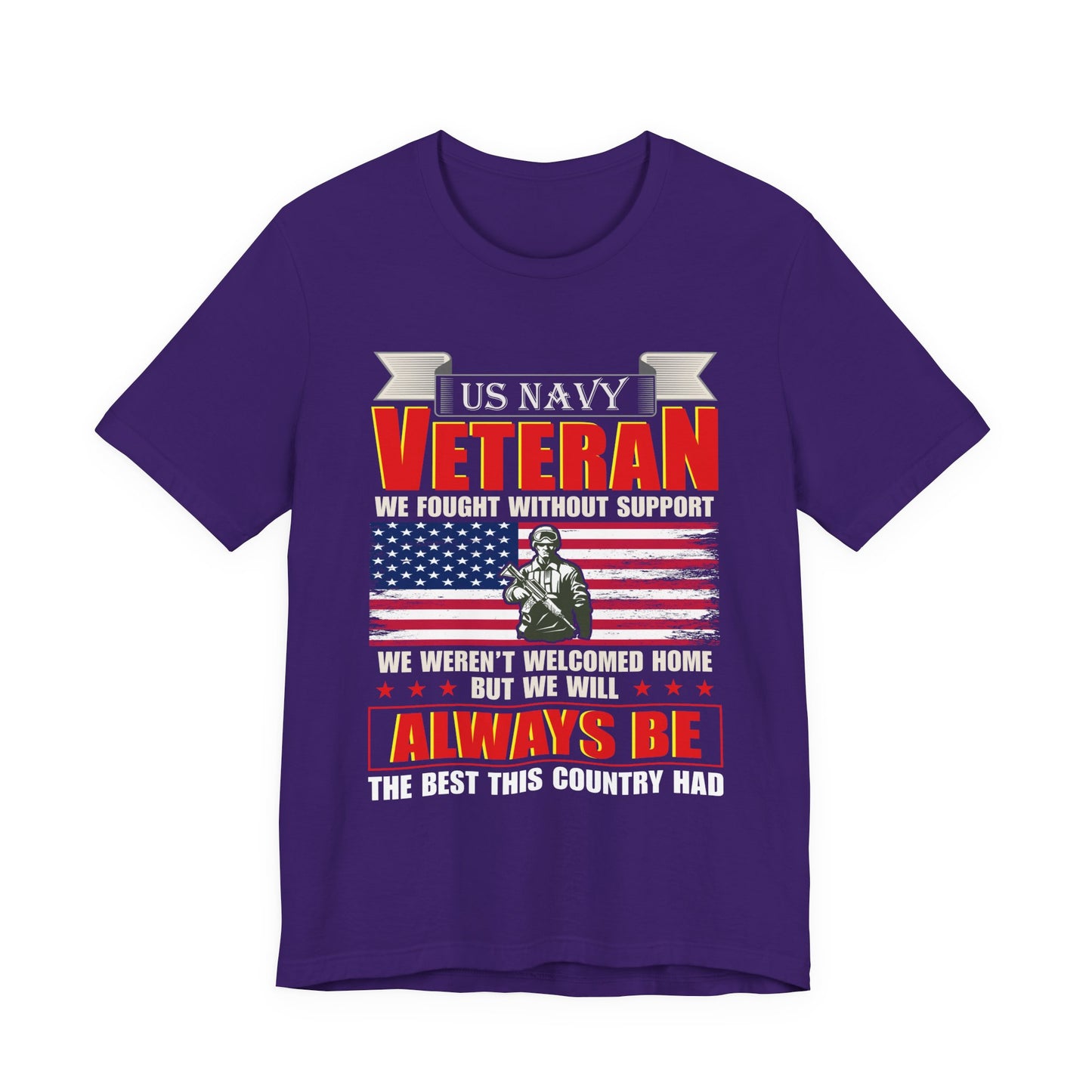 US Navy Veteran T-Shirt American Flag Soldier Graphic Patriotic Military Unisex Cotton v42