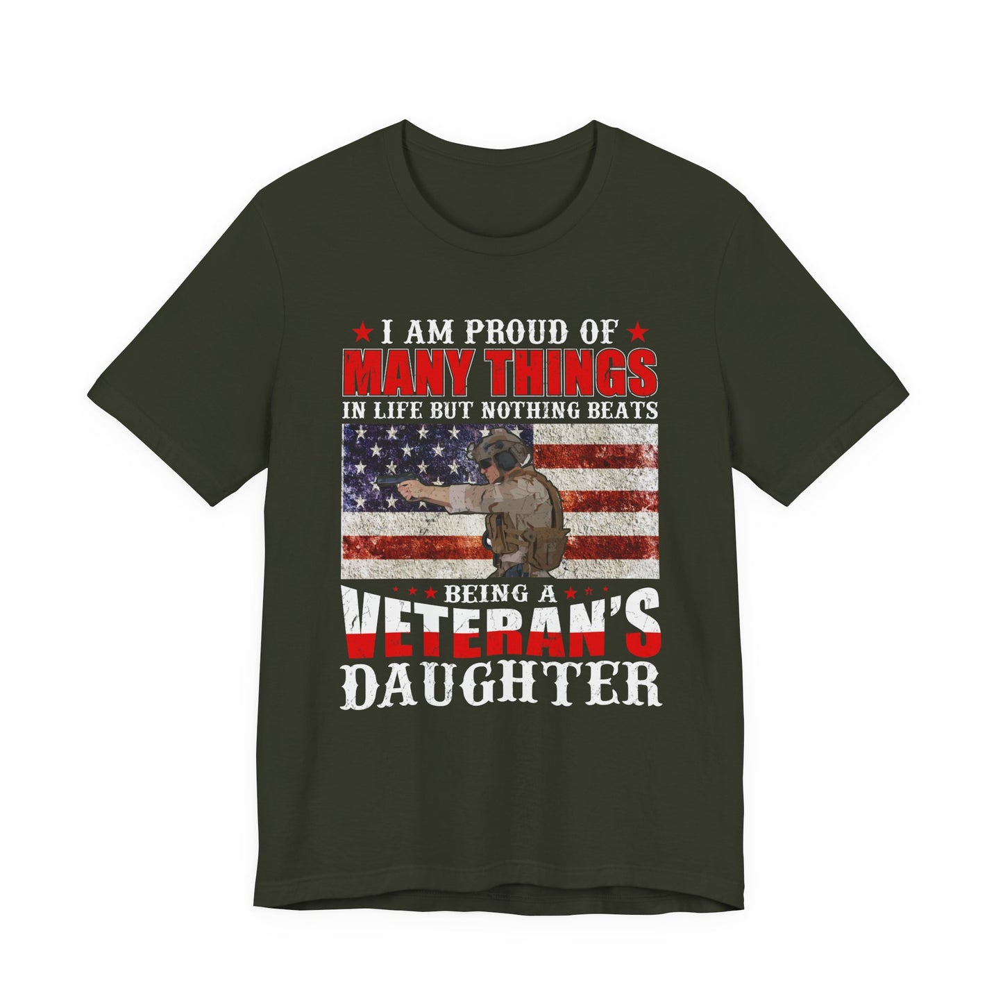 Veteran's Daughter T-Shirt American Flag Military Proud  Unisex Cotton Tee v28