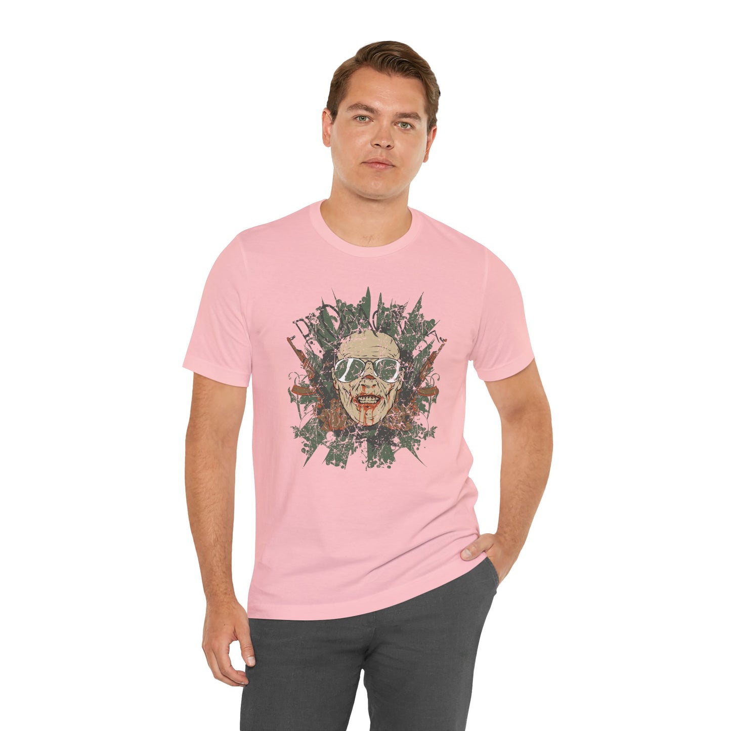 Retro Skull Floral Graphic Design Unisex Cotton T-Shirt G-2